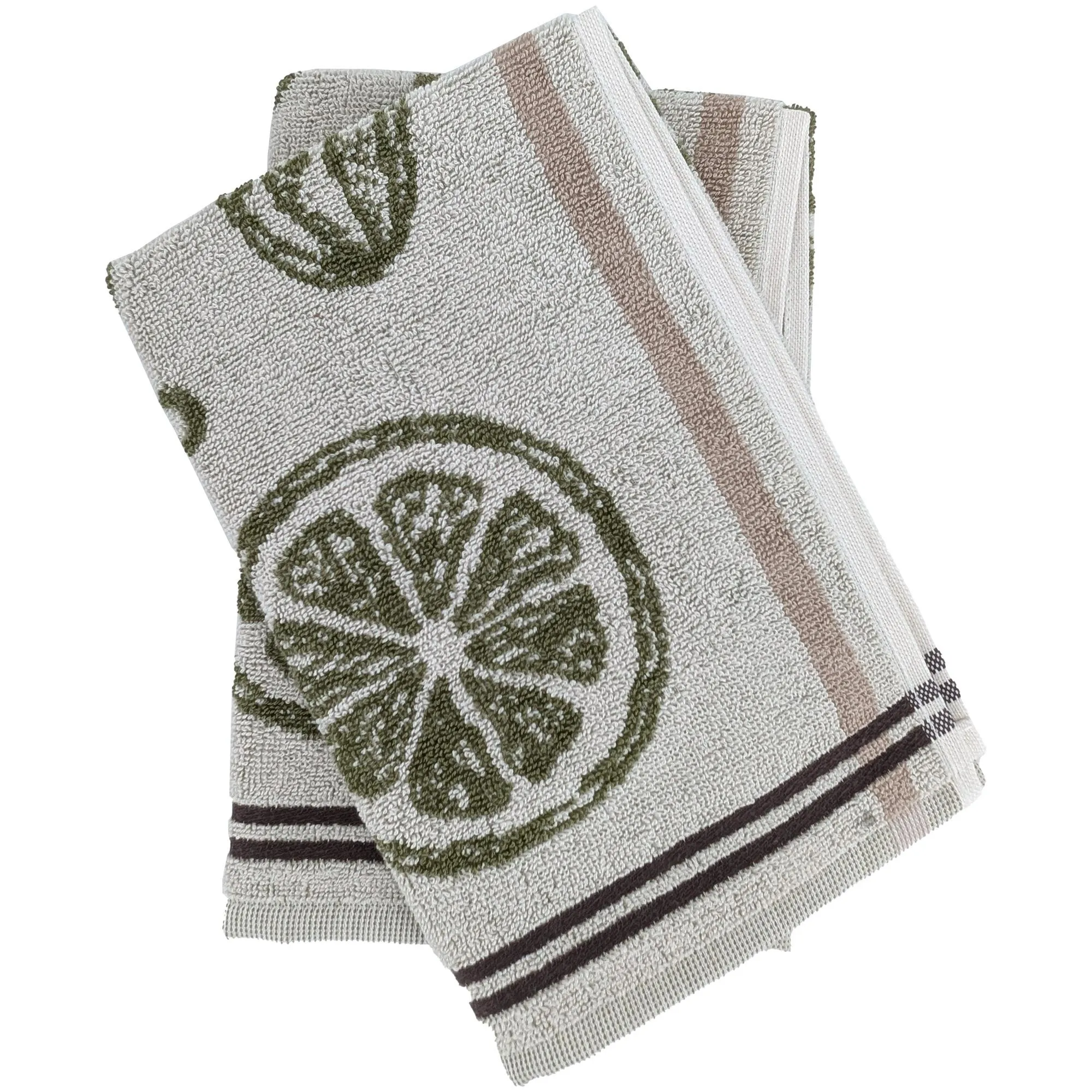 Lot de 2 torchons de cuisine éponge VEG 50x50 cm vert Olive