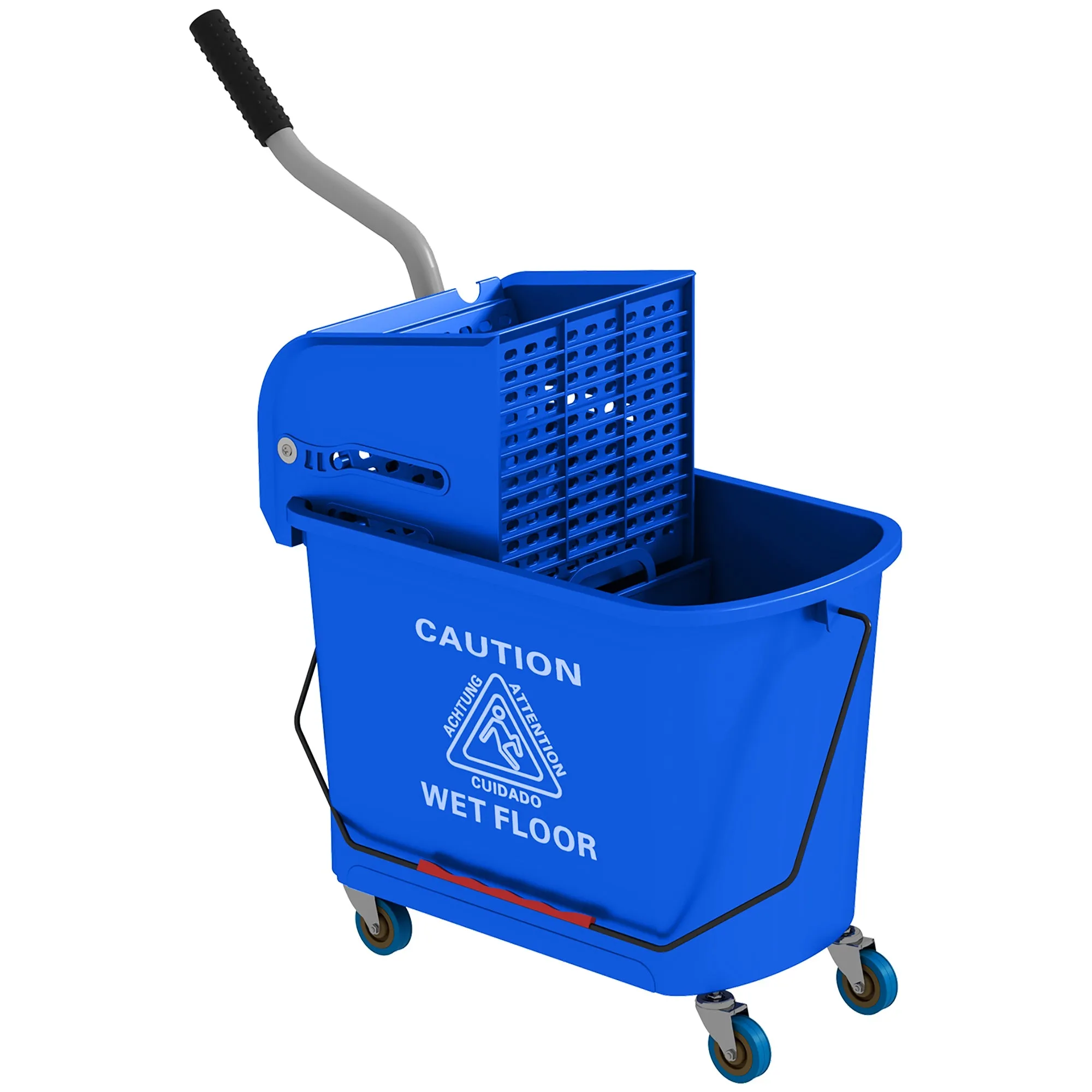 20L Mop Bucket Blue on Wheels with Water Separation Panel