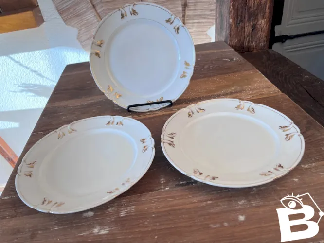 3 assiettes à dessert en porcelaine fin XIX Vieux Paris