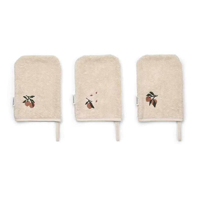 3 pack peach / sea shell washcloths