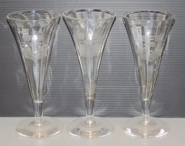 -3 RARES ANCIENNES FLUTES CRISTAL CHAMPAGNE DOR POTABLE COLLECTION déco TABLE D