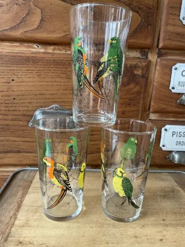 3 verres Perroquets hauteur 11,8 cm