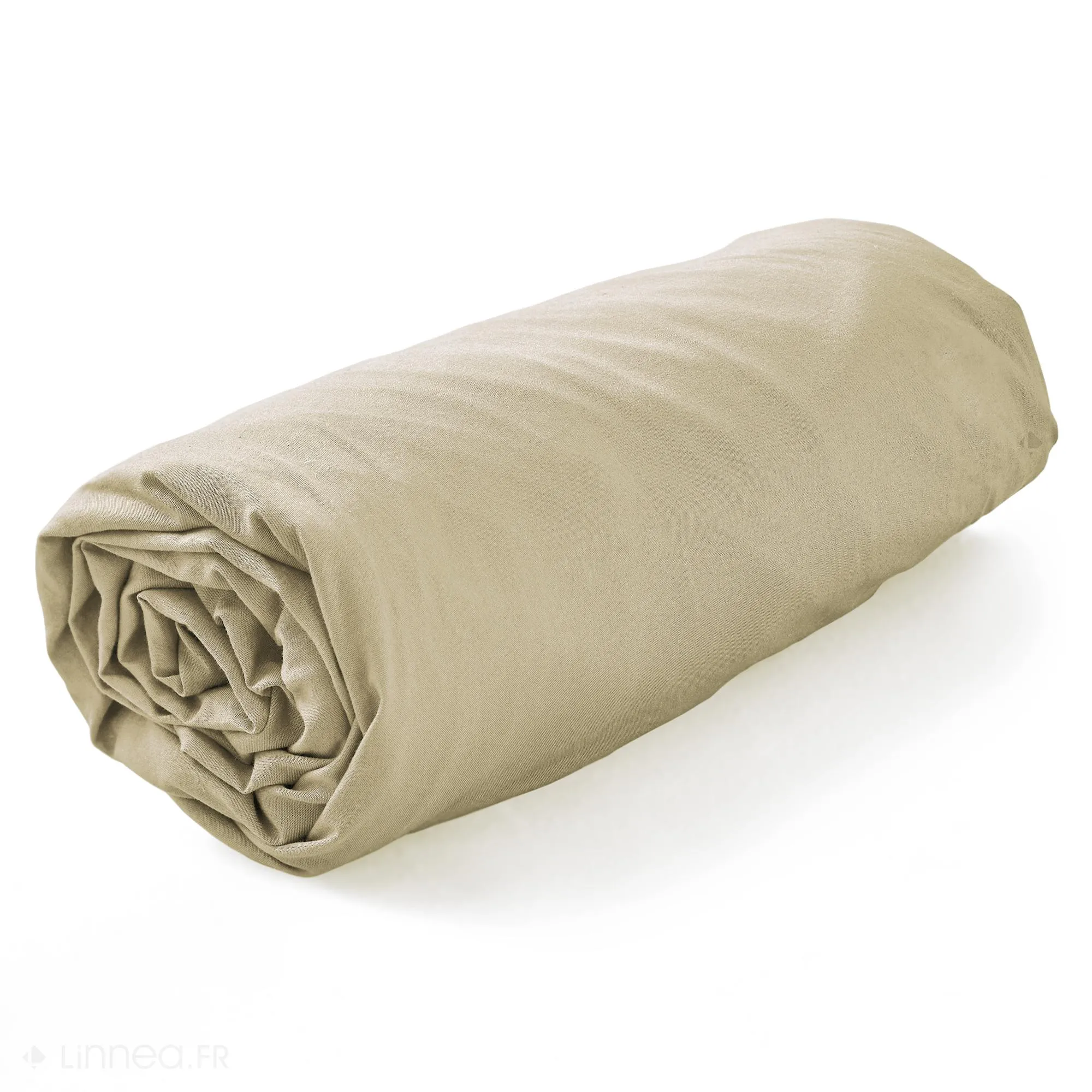 Drap housse 140x190 cm en percale lavée 100% coton PERKAL vert Herbe bonnet 30 cm