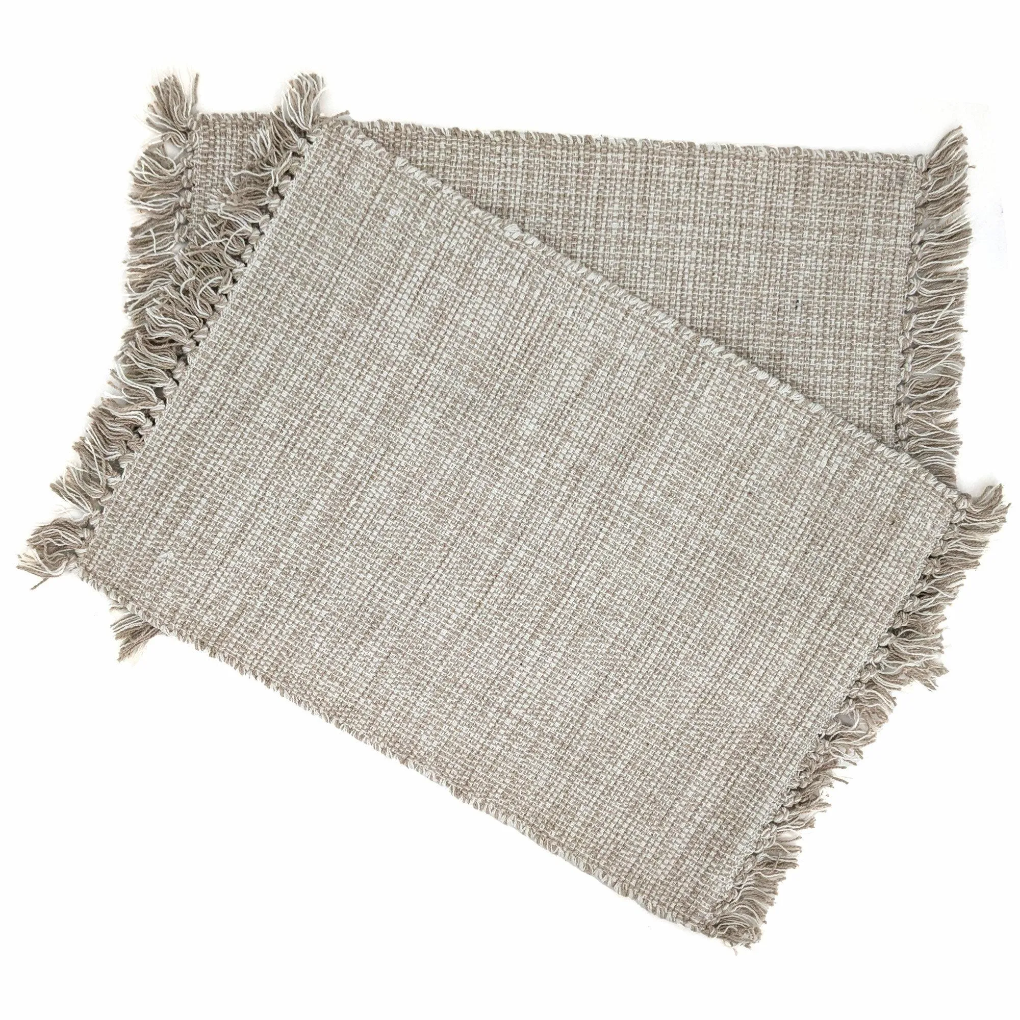 Lot de 2 sets de table à franges 33x46 cm PAPEETE blanc Naturel