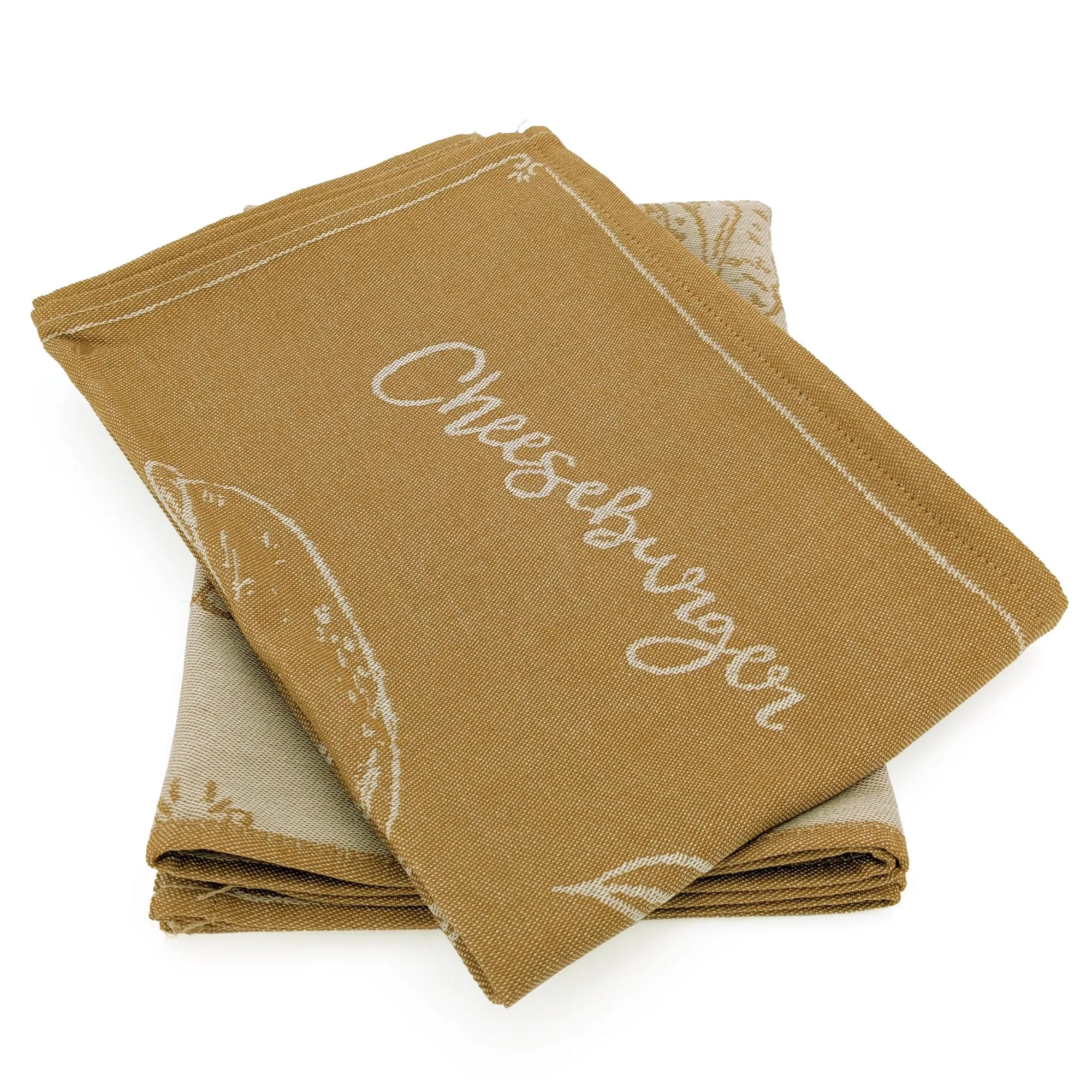 Lot de 2 torchons de cuisine pur coton 50x70 cm BURGER jaune