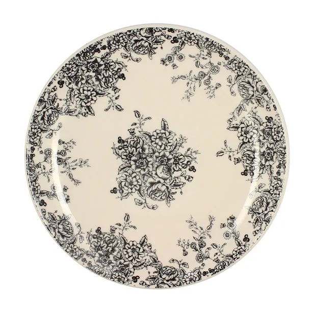 ASSIETTE PLATE FLORALI
26CM EN GRÈS DÉCOR NOIR