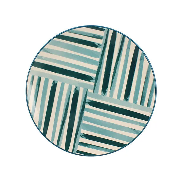 ASSIETTE À DESSERT AZUR
19CM EN GRÈS BLEU ET
BLANC