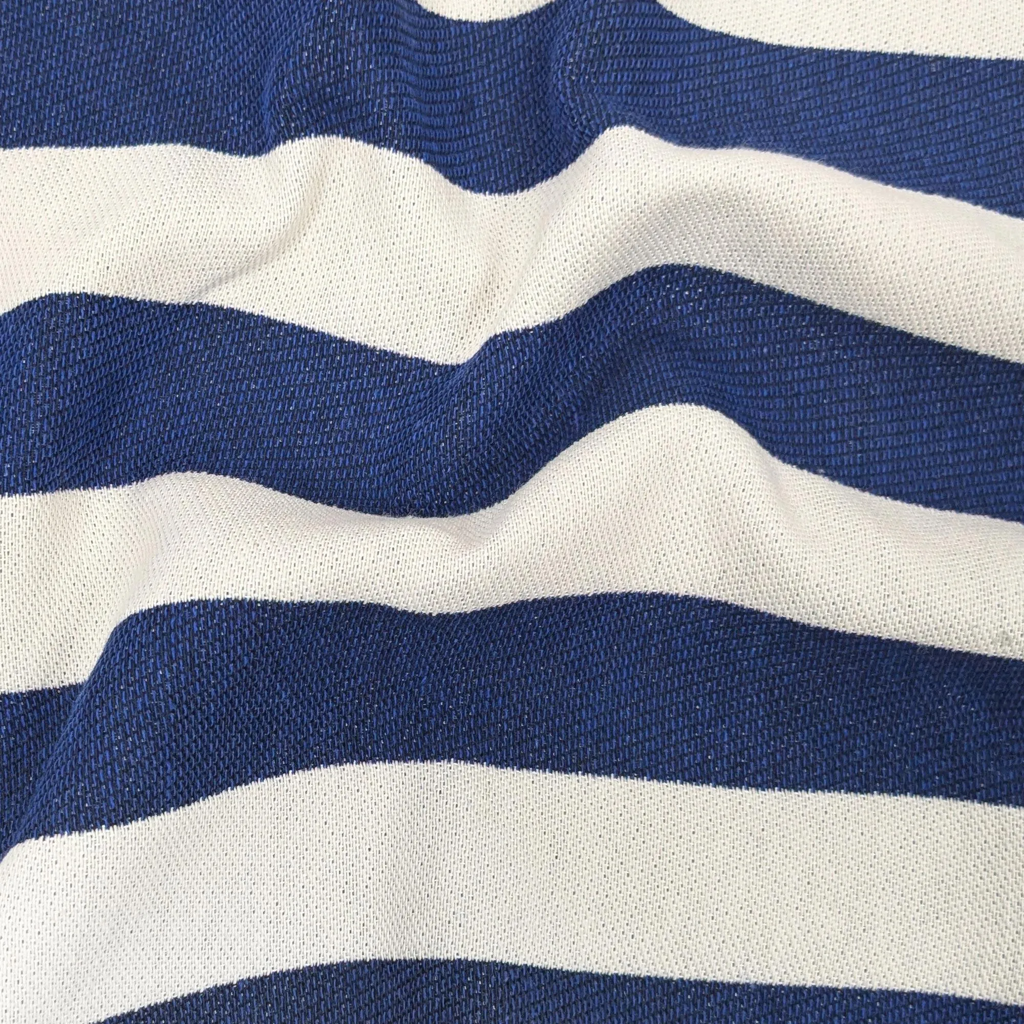 Tissu à rayures jacquard BURTON coton bleu indigo