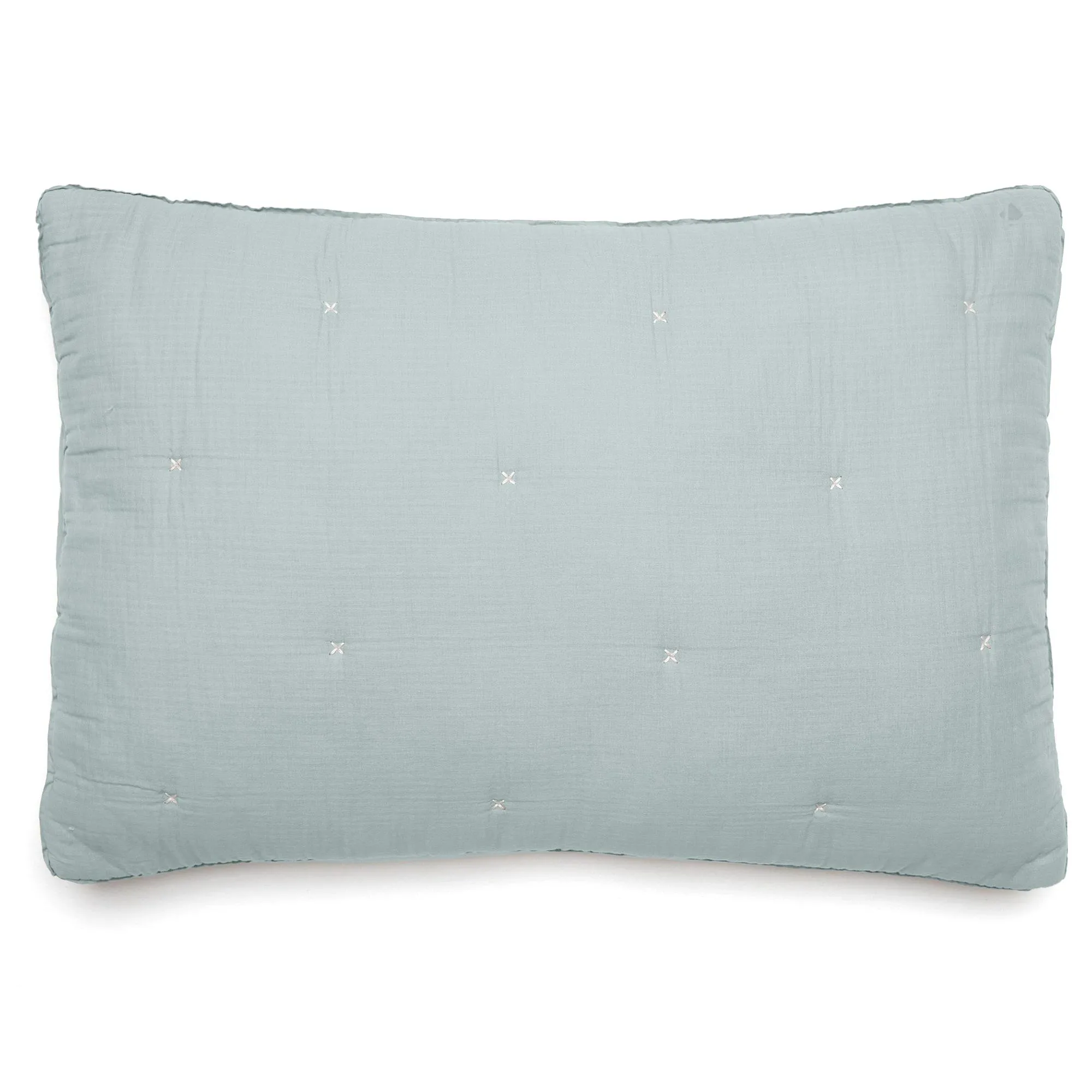 Housse de coussin capitonnée en mousseline de coton 40x60 cm ANDROS bleu lichen