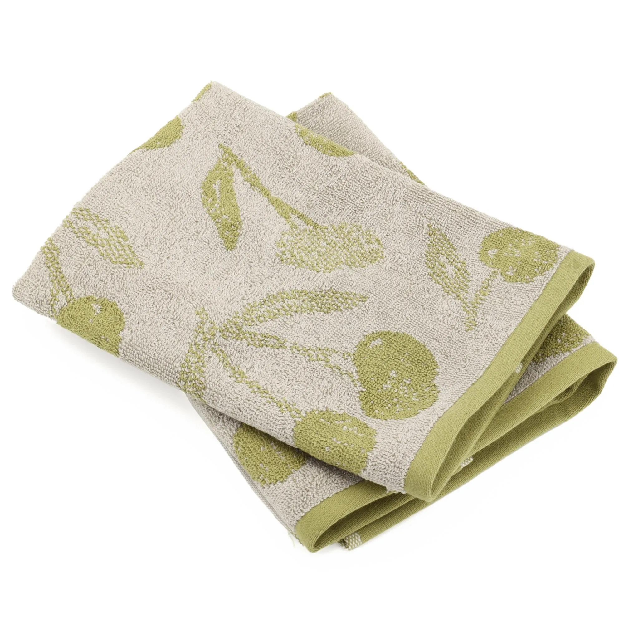 Lot de 2 torchons de cuisine éponge 50x50 cm coton BING vert