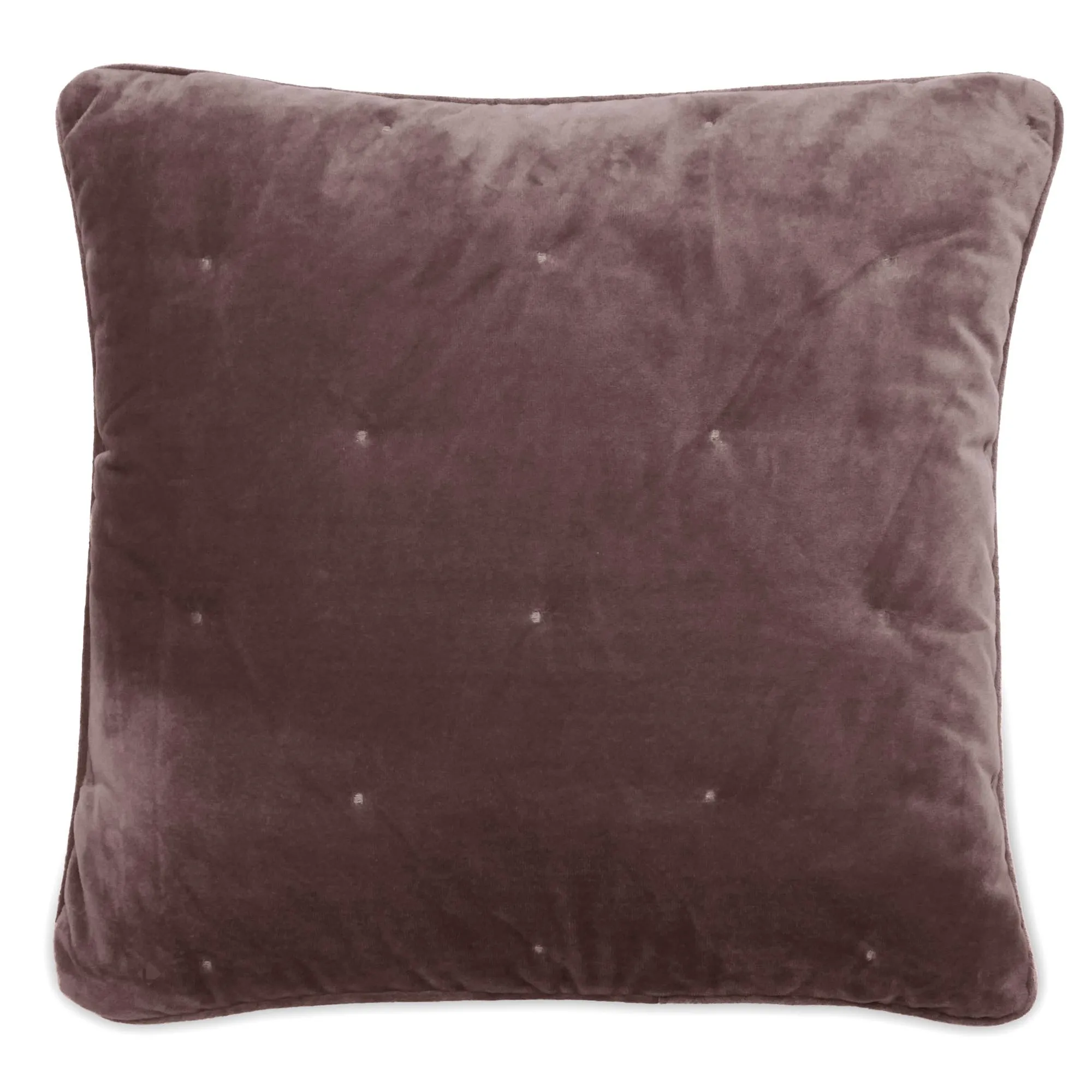 Housse de coussin 45x45 GIPSY velours piquage points brodés gris Bison