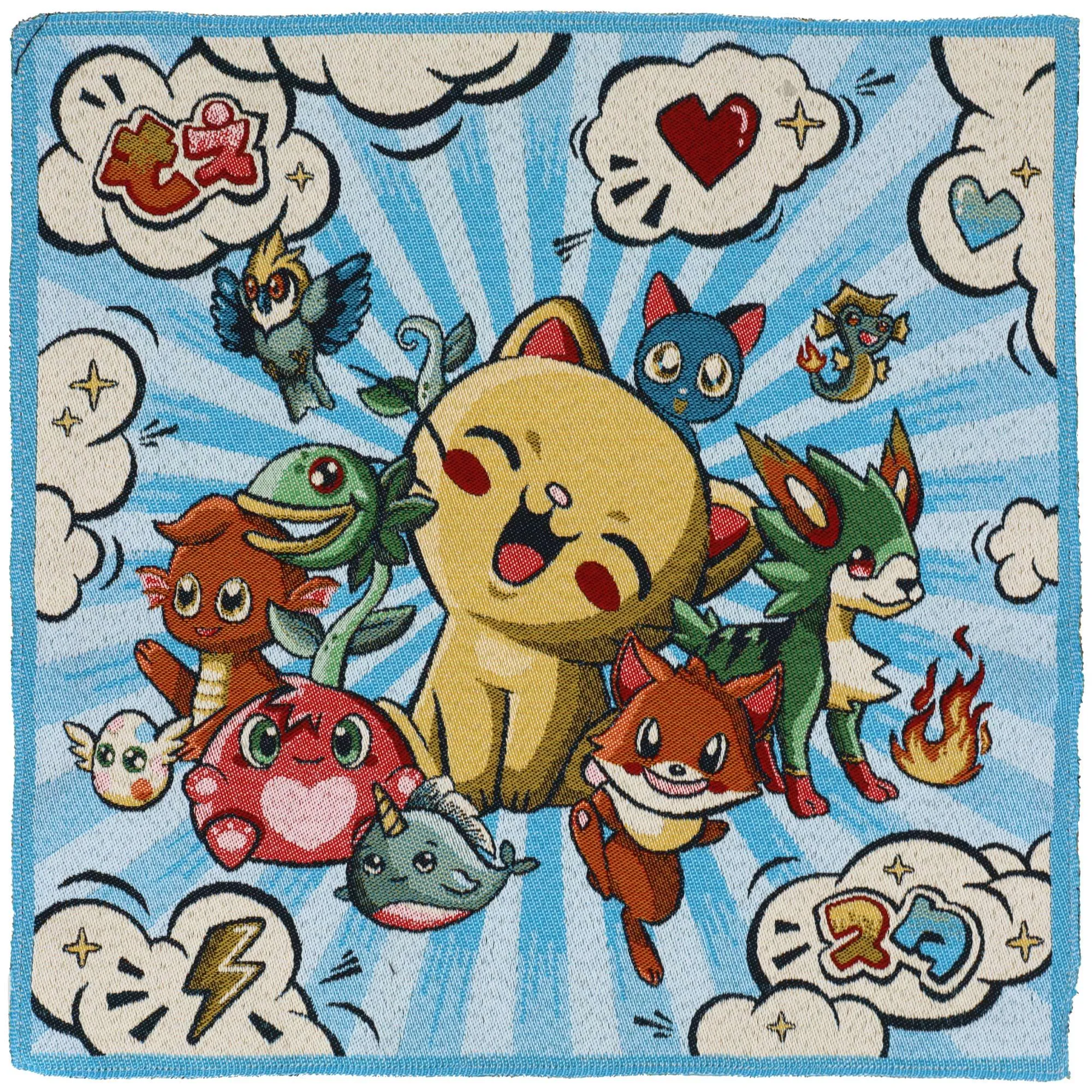 Carré de tissu jacquard 47x47 cm polyester motif manga CATIMINI bleu