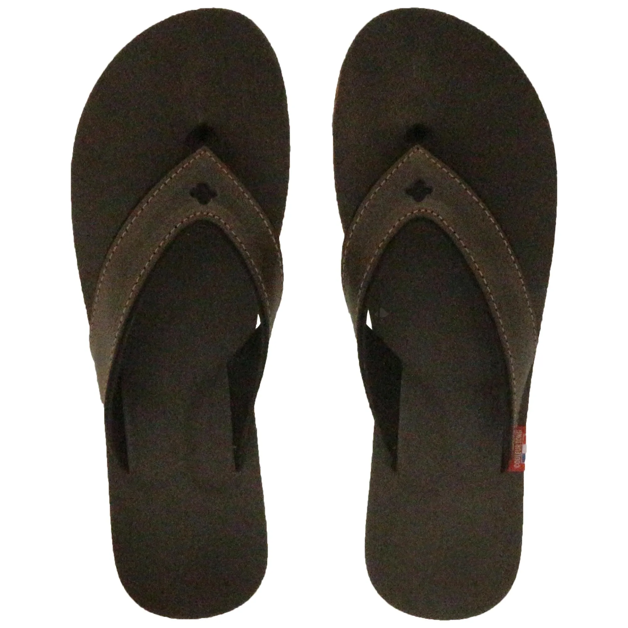 Tong bride large en cuir SPERONE 50/51 marron Chocolat et orange