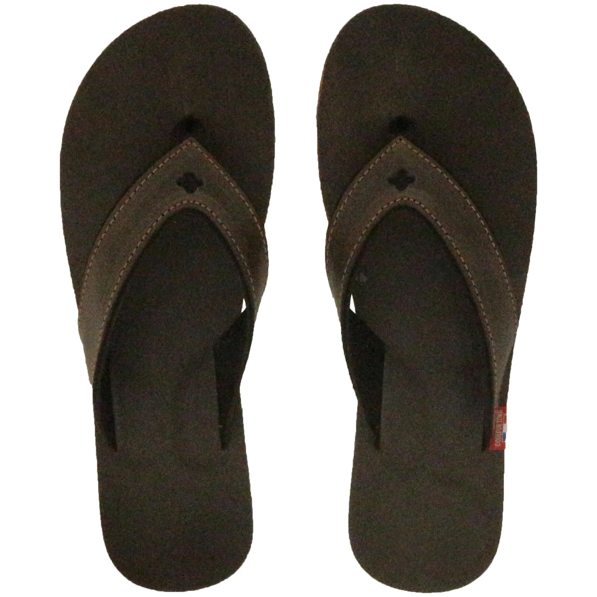 Tong bride large en cuir SPERONE 46/47 marron Chocolat et orange