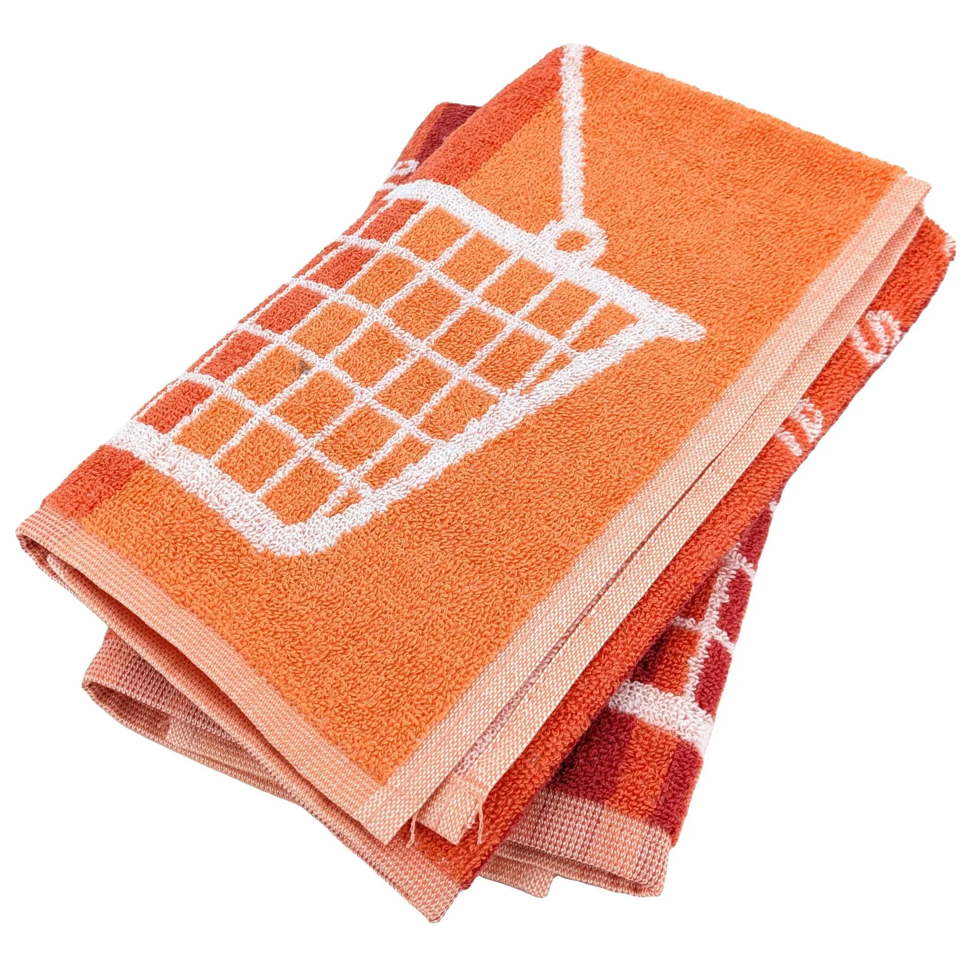 Lot de 2 torchons de cuisine éponge collection BASKET 50x50 cm orange