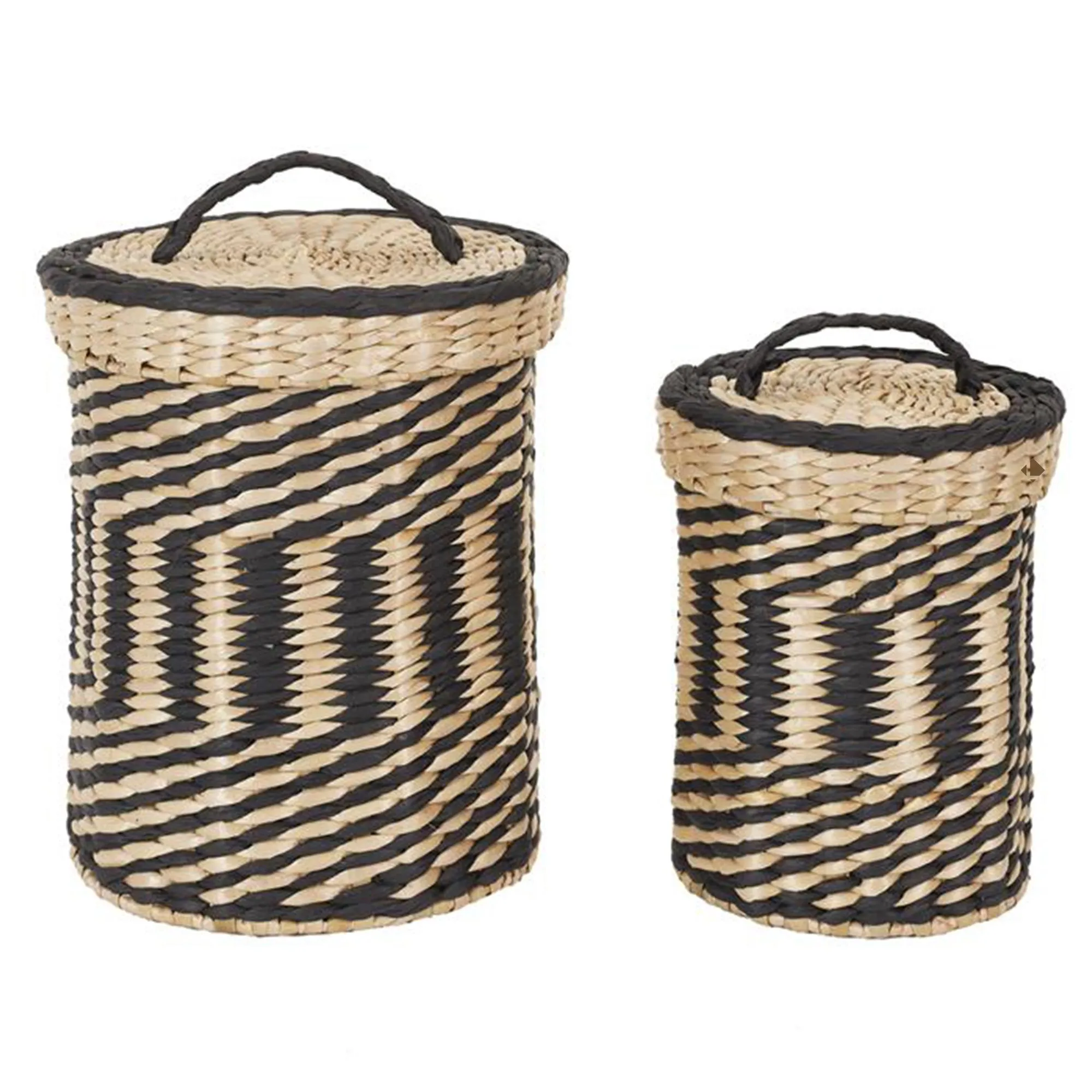 Lot de 2 paniers de rangement tressés avec couvercle