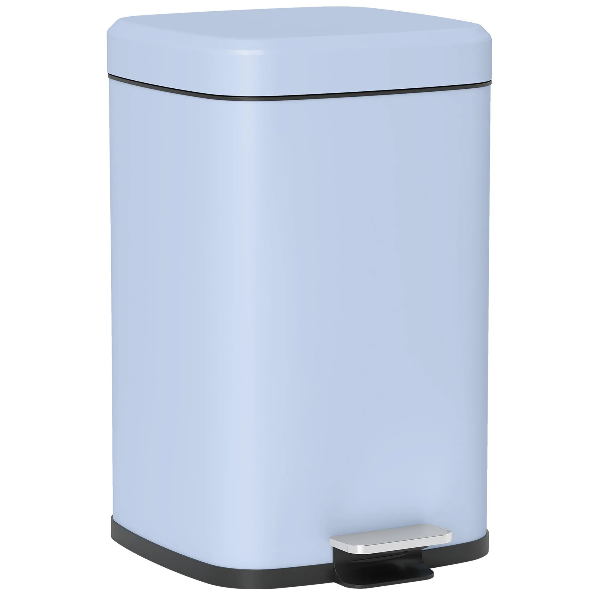 20L Modern Boxy Metal Home Kitchen Bin Light Blue