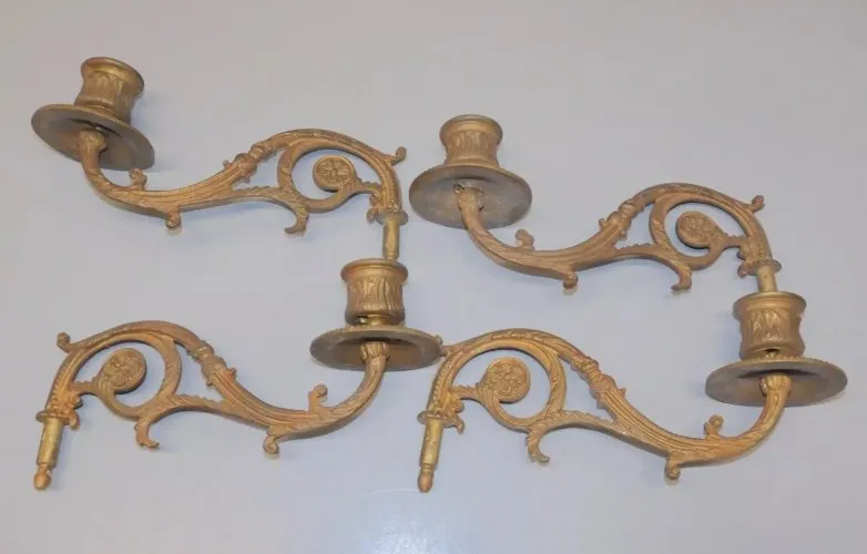 -4 ANCIENS BRAS APPLIQUES de PIANO en BRONZE A DETOURNER déco Jus de GRENIER D