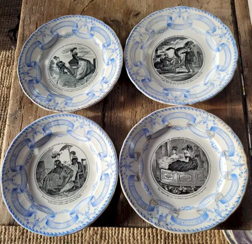 4 assiettes Parlantes JULES VIEILLARDS BORDEAUX