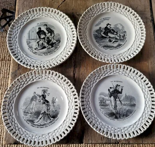 4 assiettes Parlantes mouzin frères Onnaing