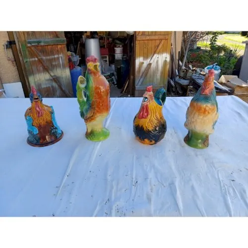 4 Pichets en Barbotine St Clément Coqs