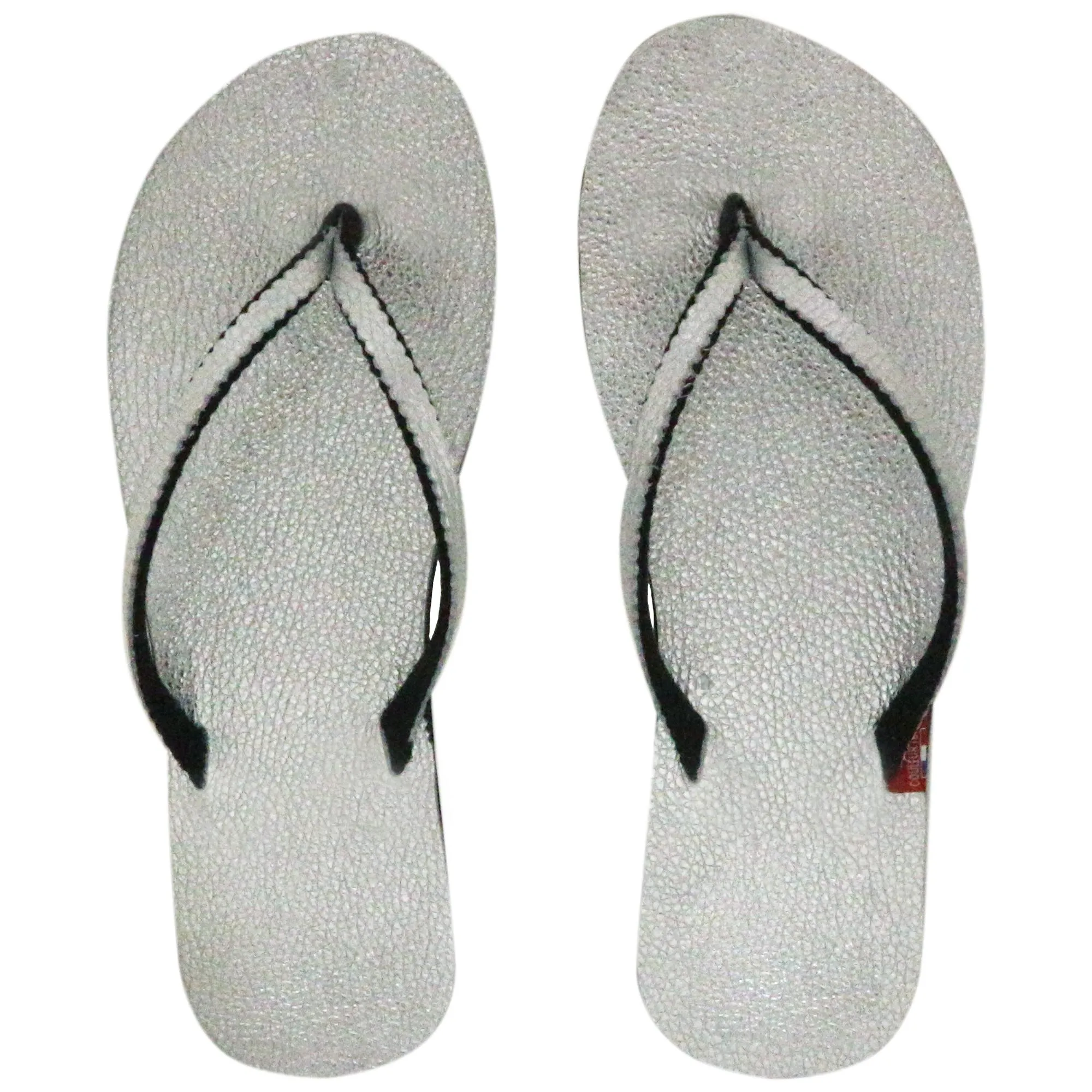 Tong en cuir métallisé de la collection BB taille 40/41 gris Argent