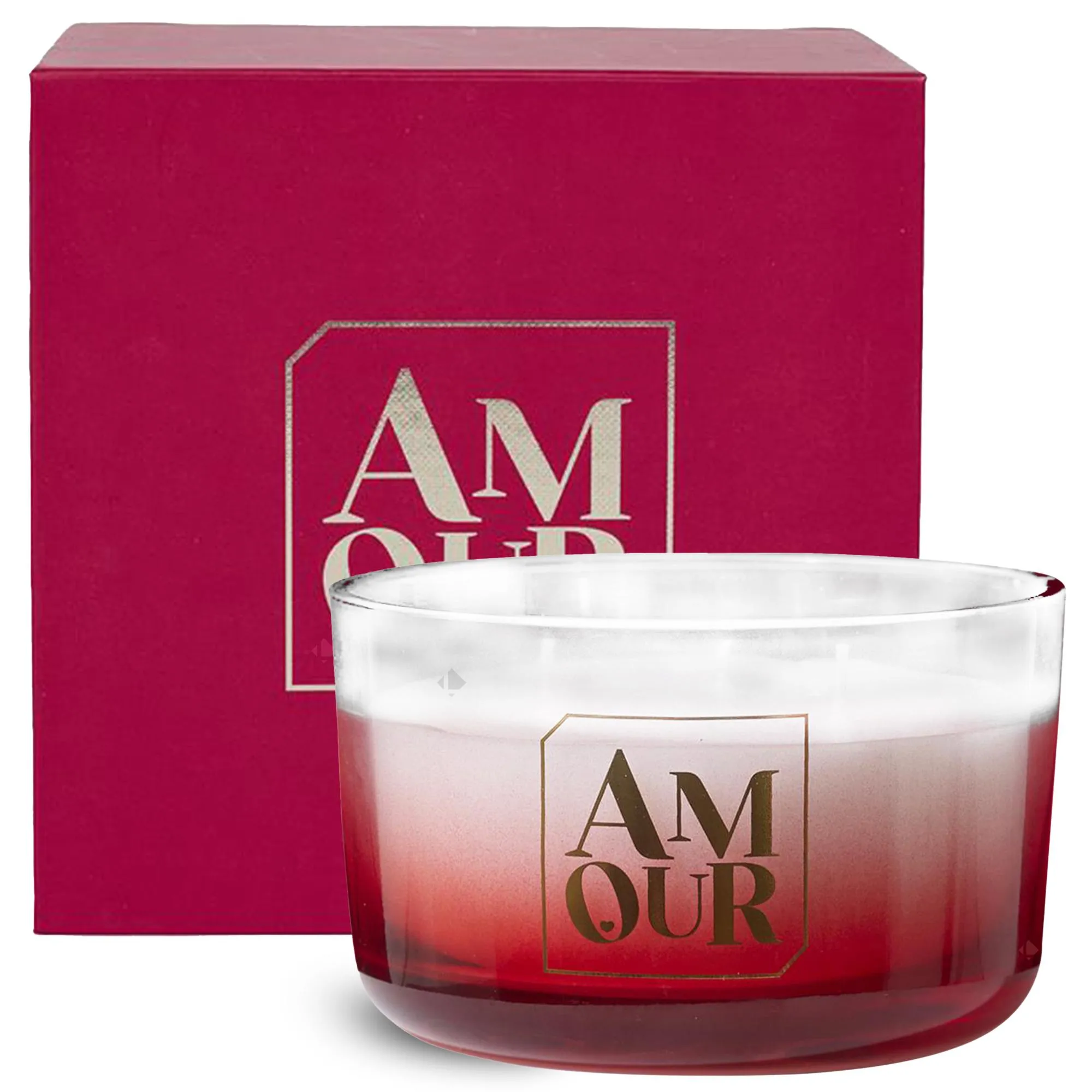 Bougie parfumée 3 mèches en coton AMOUR à la cire de parafine senteur rêve poudré