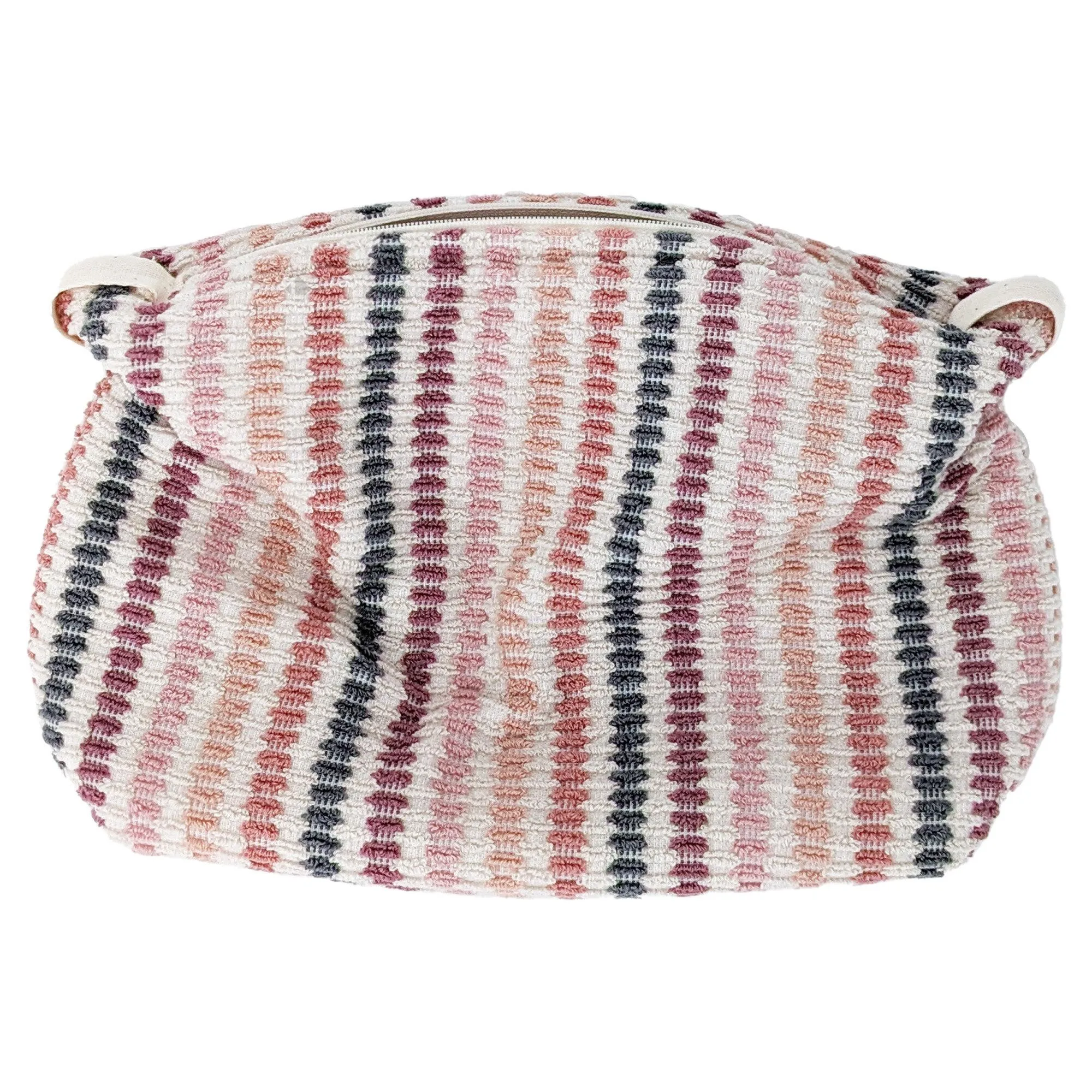 Trousse de toilette à rayures 100% coton collection BREEZE rose