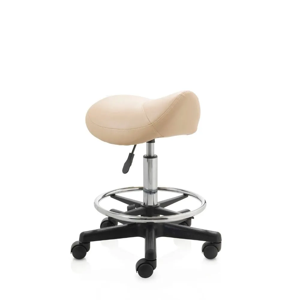 ZenGrowth Tabouret selle beige avec structure en plastique et anneau de pied