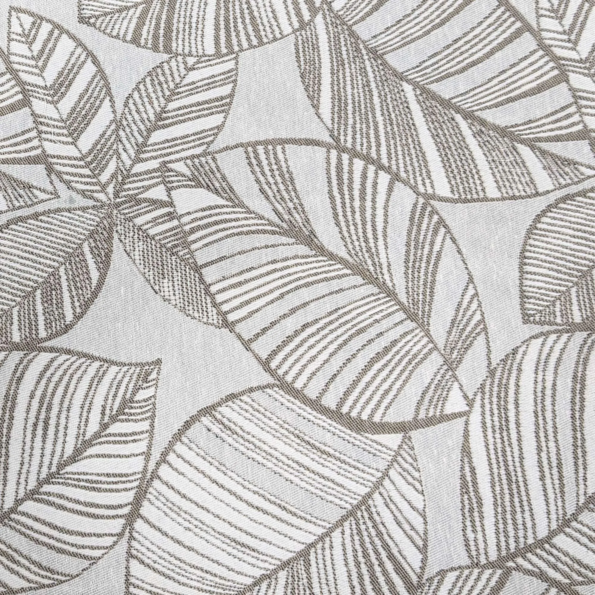 Tissu motif feuille coton jacquard MALIA gris lin