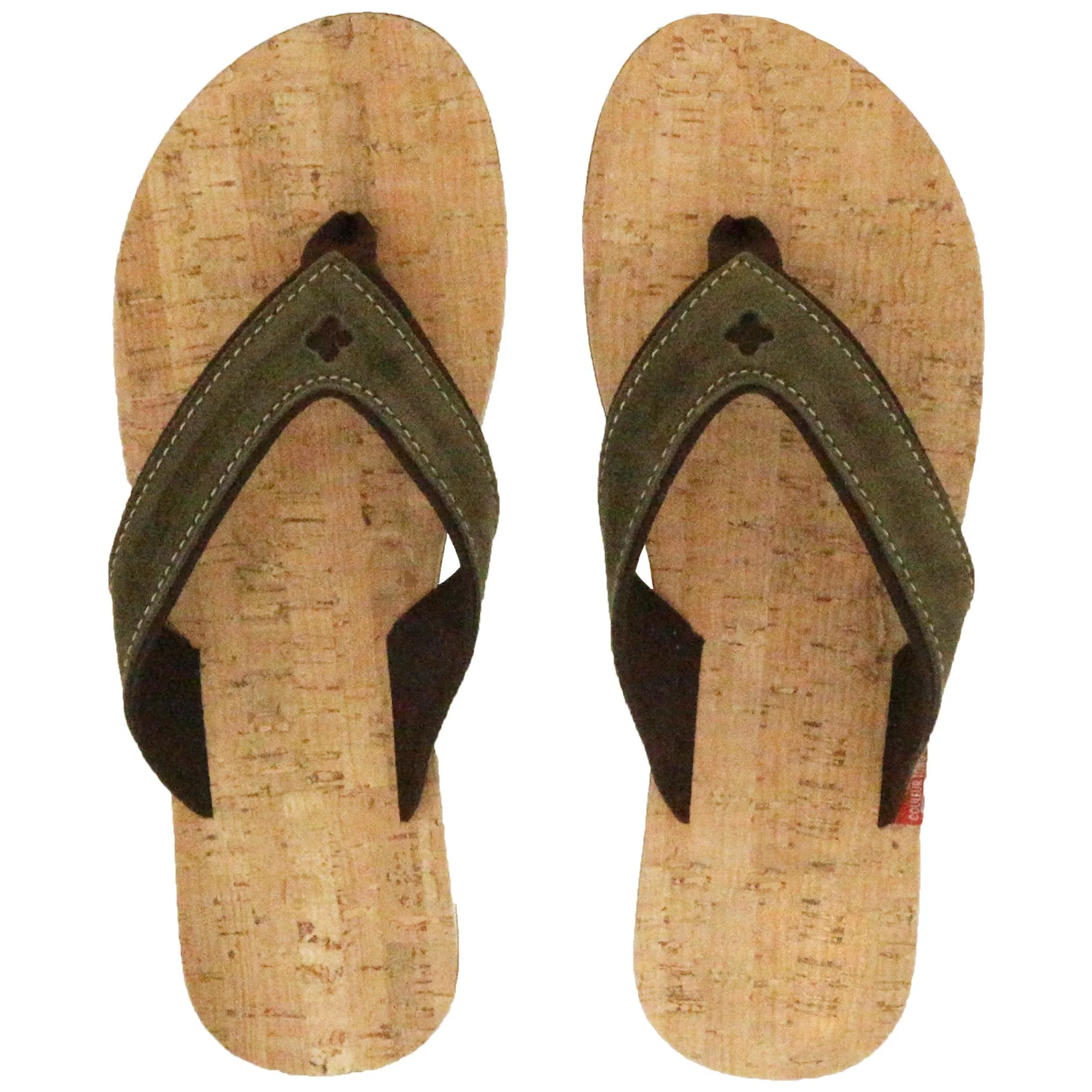 Tong bride large en cuir et liège SPERONE 44/45 Vert