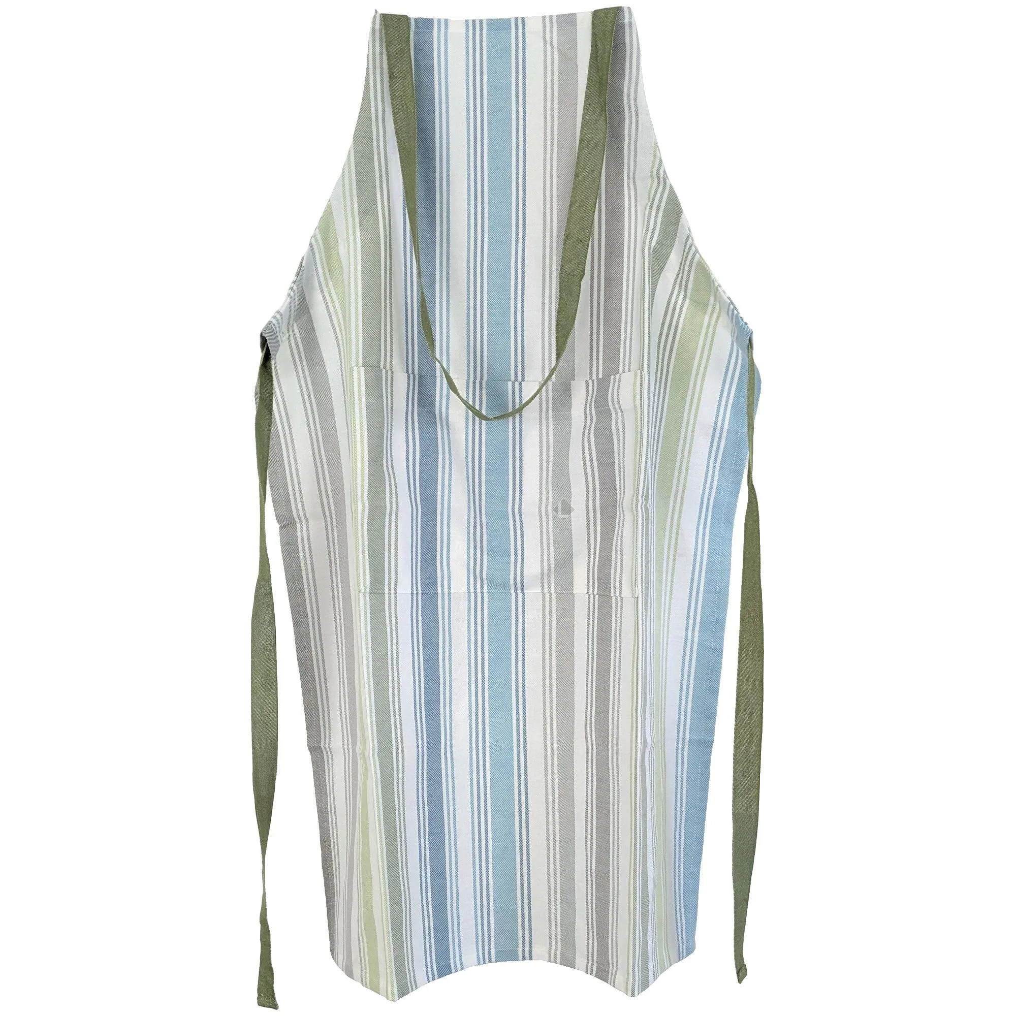 Tablier de cuisine à rayures en toile 60x90 cm 100% LINE bleu et vert