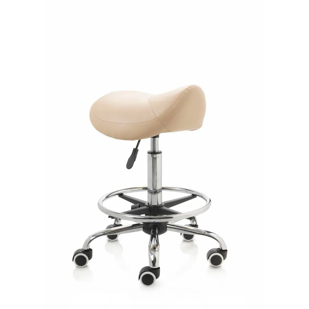 ZenGrowth Tabouret selle beige avec structure chromée et anneau de pied
