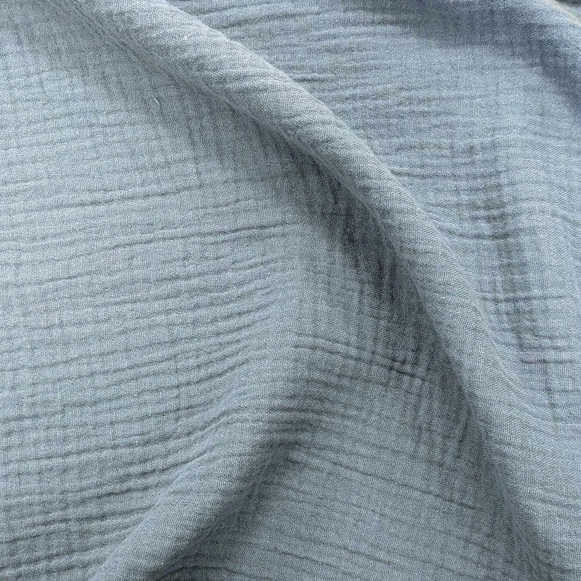 Tissu double gaze de coton uni FRIPOUILLE bleu dim