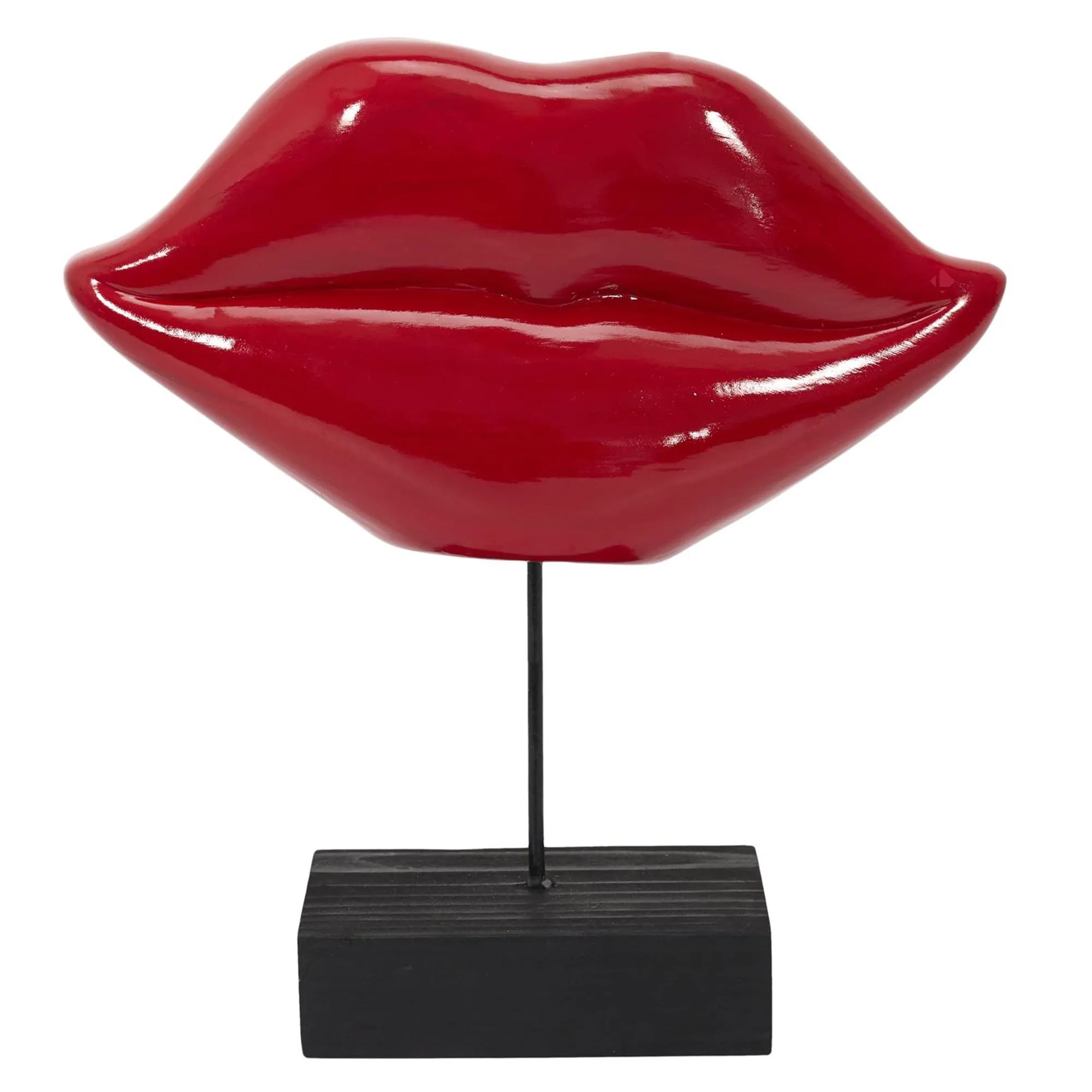Sculpture céramique et bois en forme de bouche collection LIPS rouge