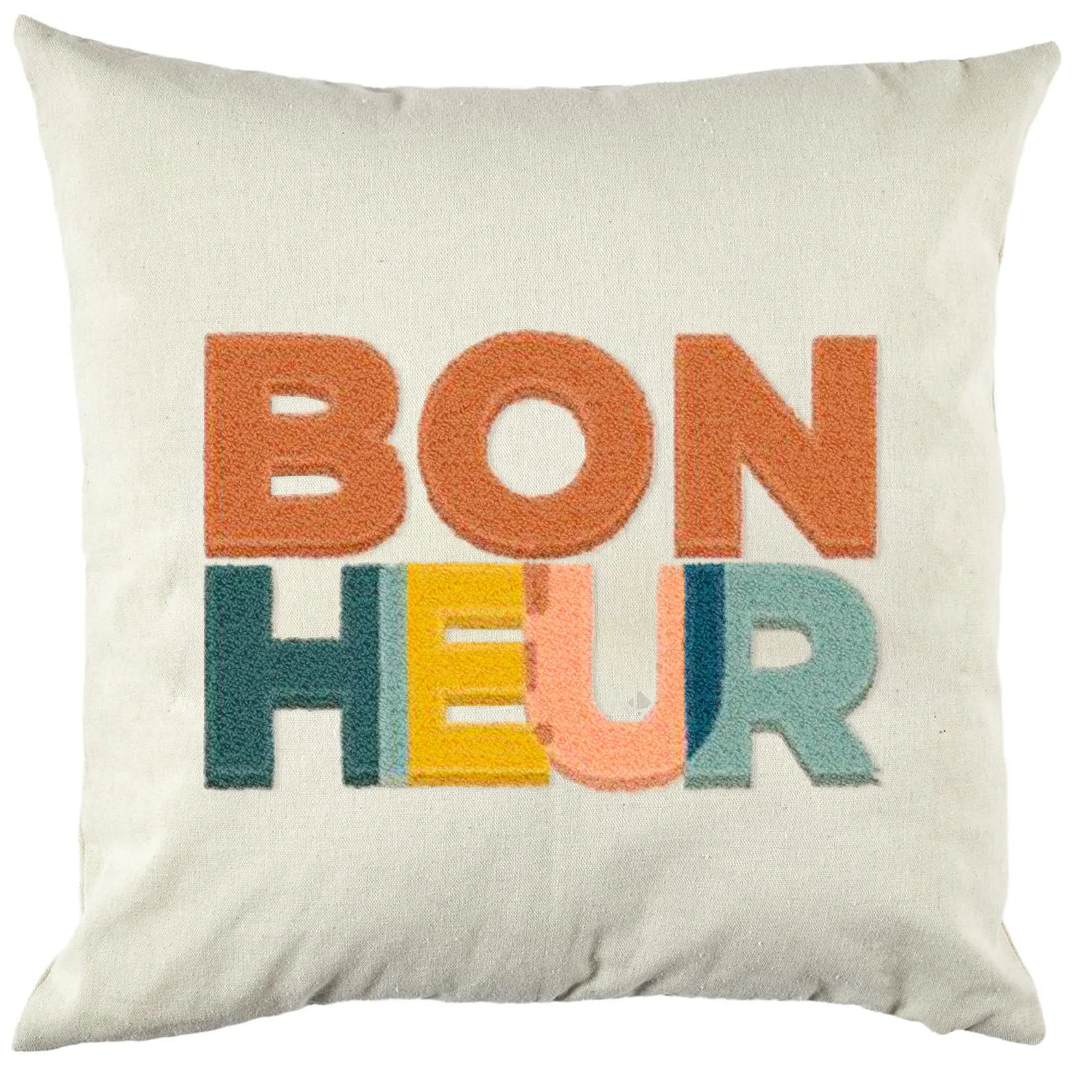 Coussin déhoussable 40x40 cm collection COLOR modèle bonheur