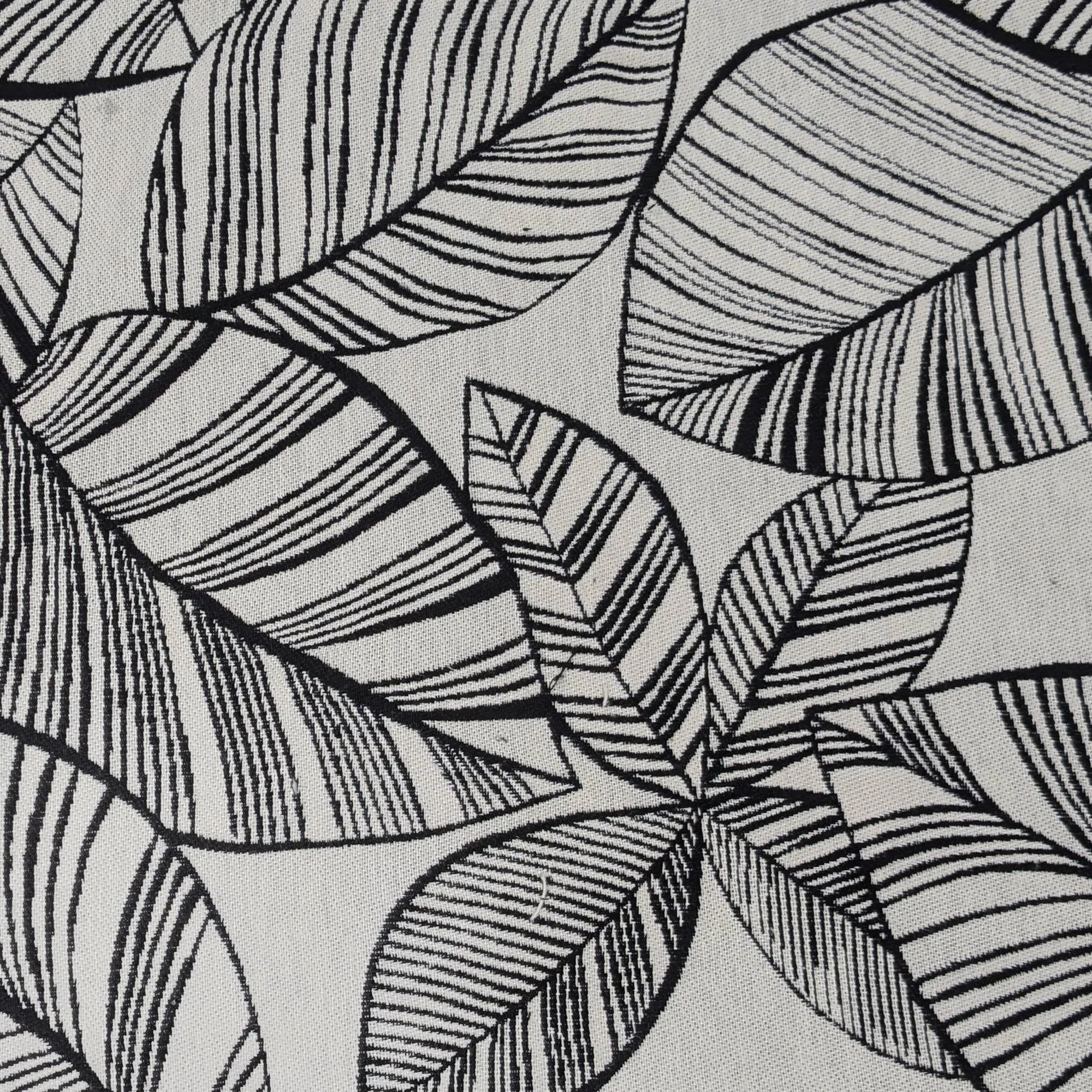 Tissu motif feuille coton jacquard MALIA noir et blanc