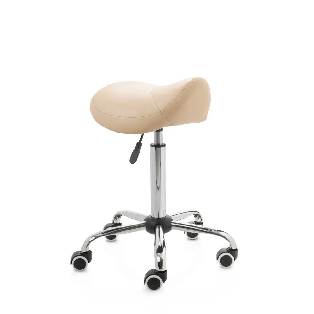 ZenGrowth Tabouret selle beige avec structure chromée sans anneau de pied