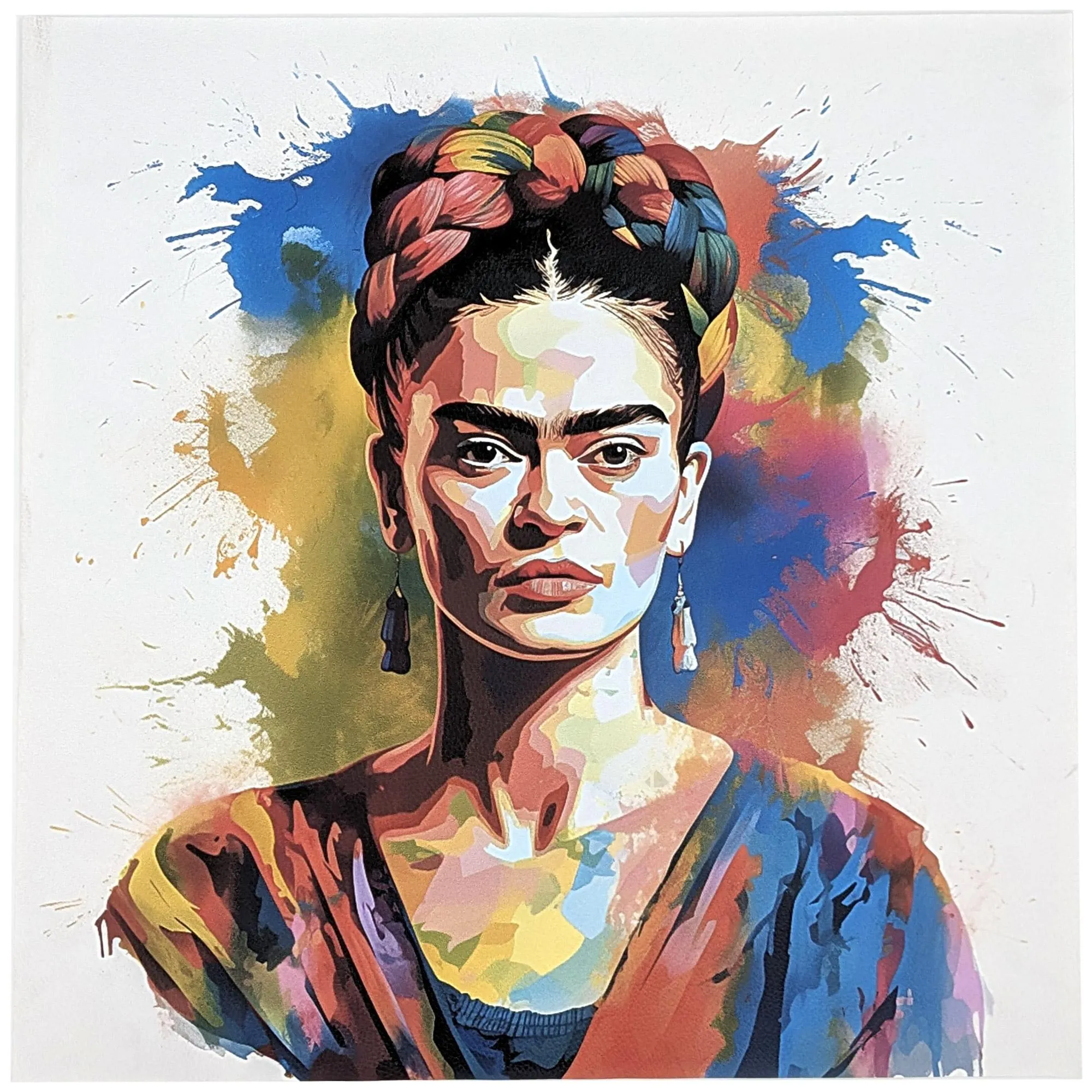 Carré de tissu similicuir 44x44 cm KARIA personnage Frida Kahlo blanc