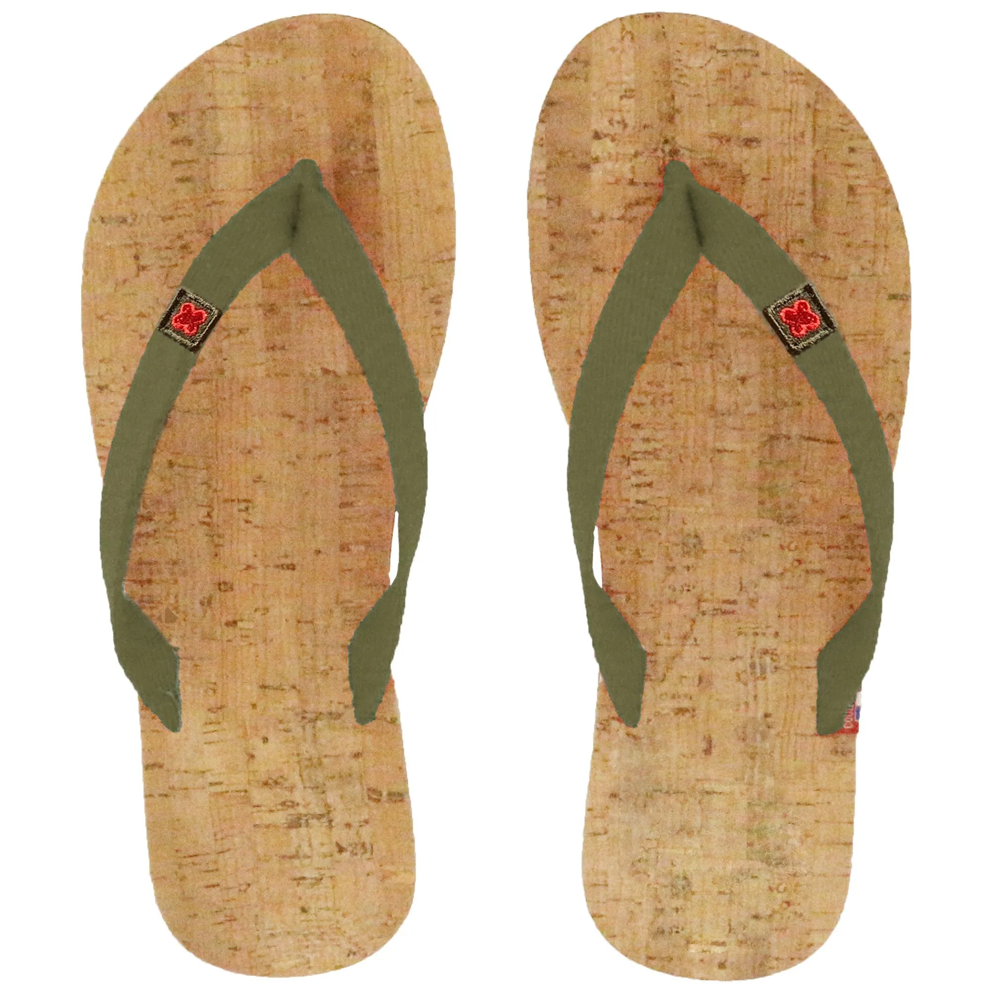 Tong en liège et bride en coton recyclé MOOREA 34/35 Vert