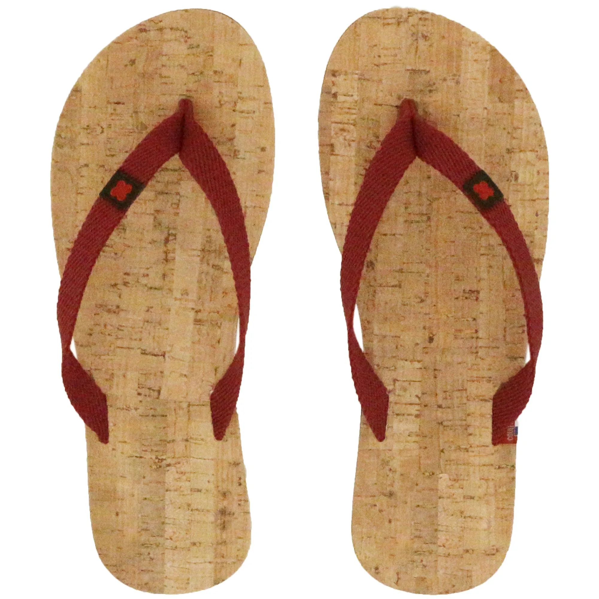 Tong en liège et bride en coton recyclé MOOREA 36/37 rouge Bordeaux