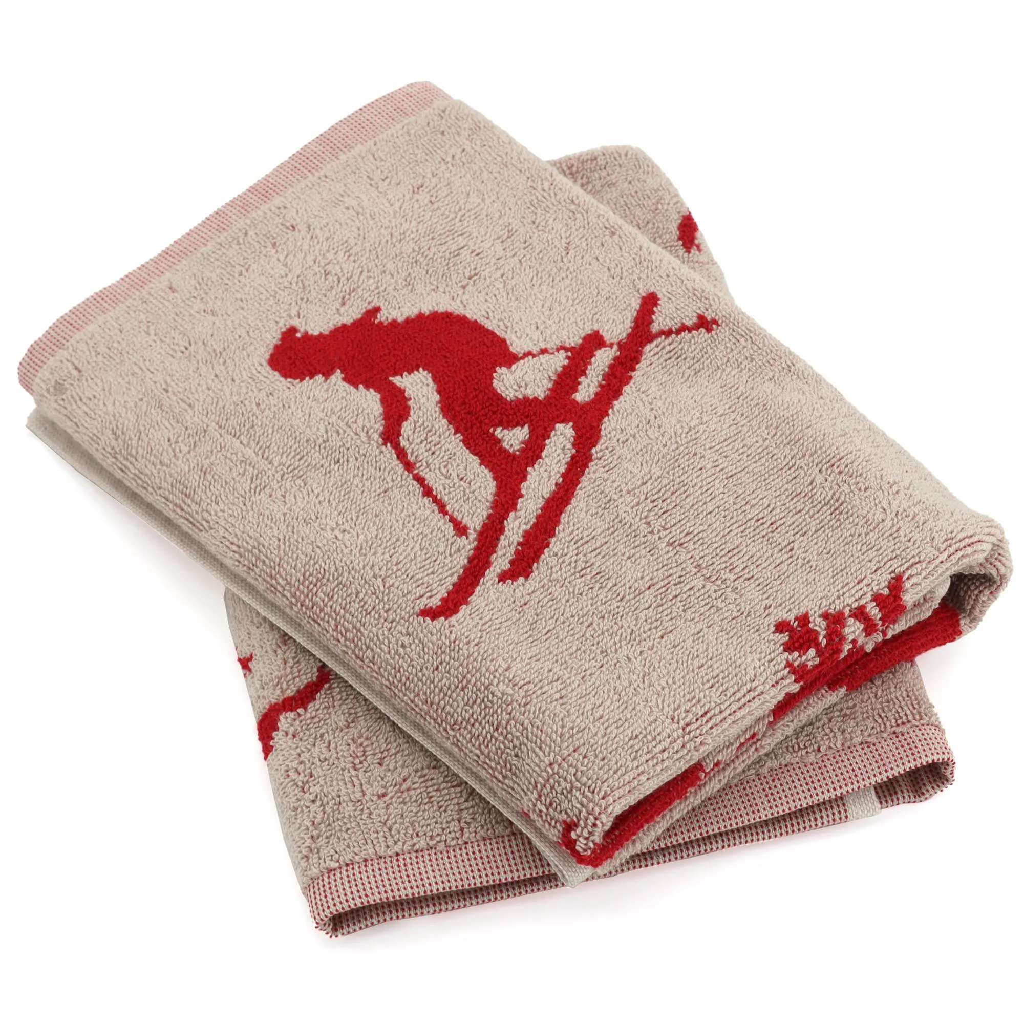 Lot de 2 torchons de cuisine éponge 50x50 cm coton SKI rouge