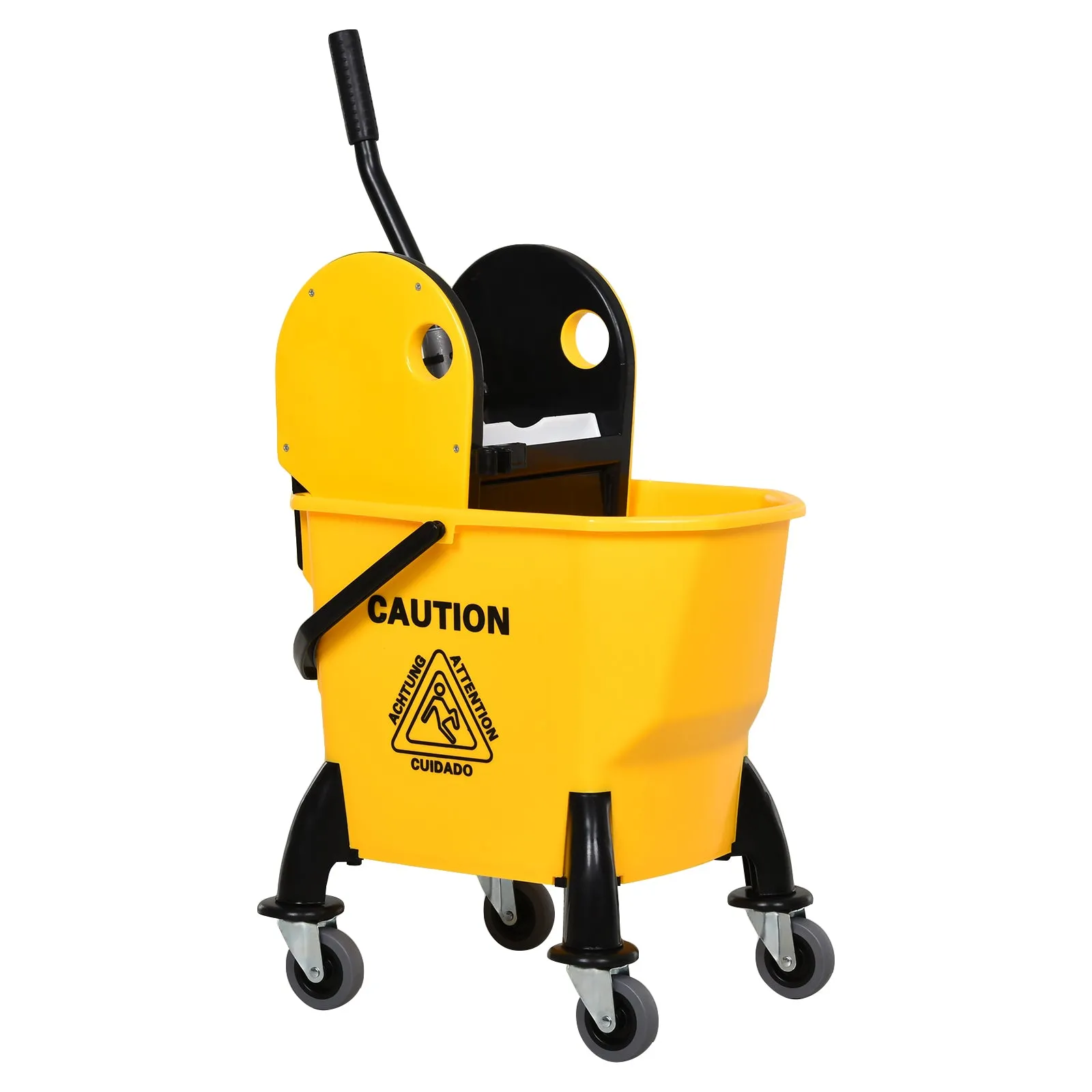 25L Mop Bucket Yellow with Wringer, Wheels and Handle