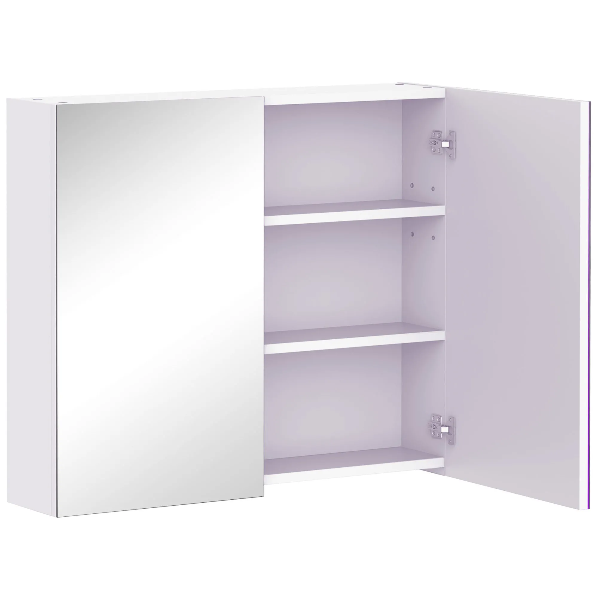 Wall Mount Bathroom Mirror Cabinet Storage Cupboard with Adjustable Shelf Double Door 70 x 15 x 60 cm White