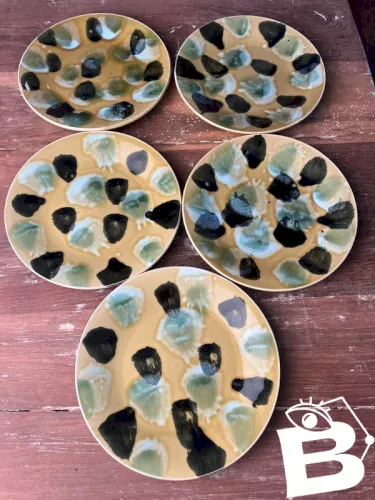 5 assiettes en faïence années 70