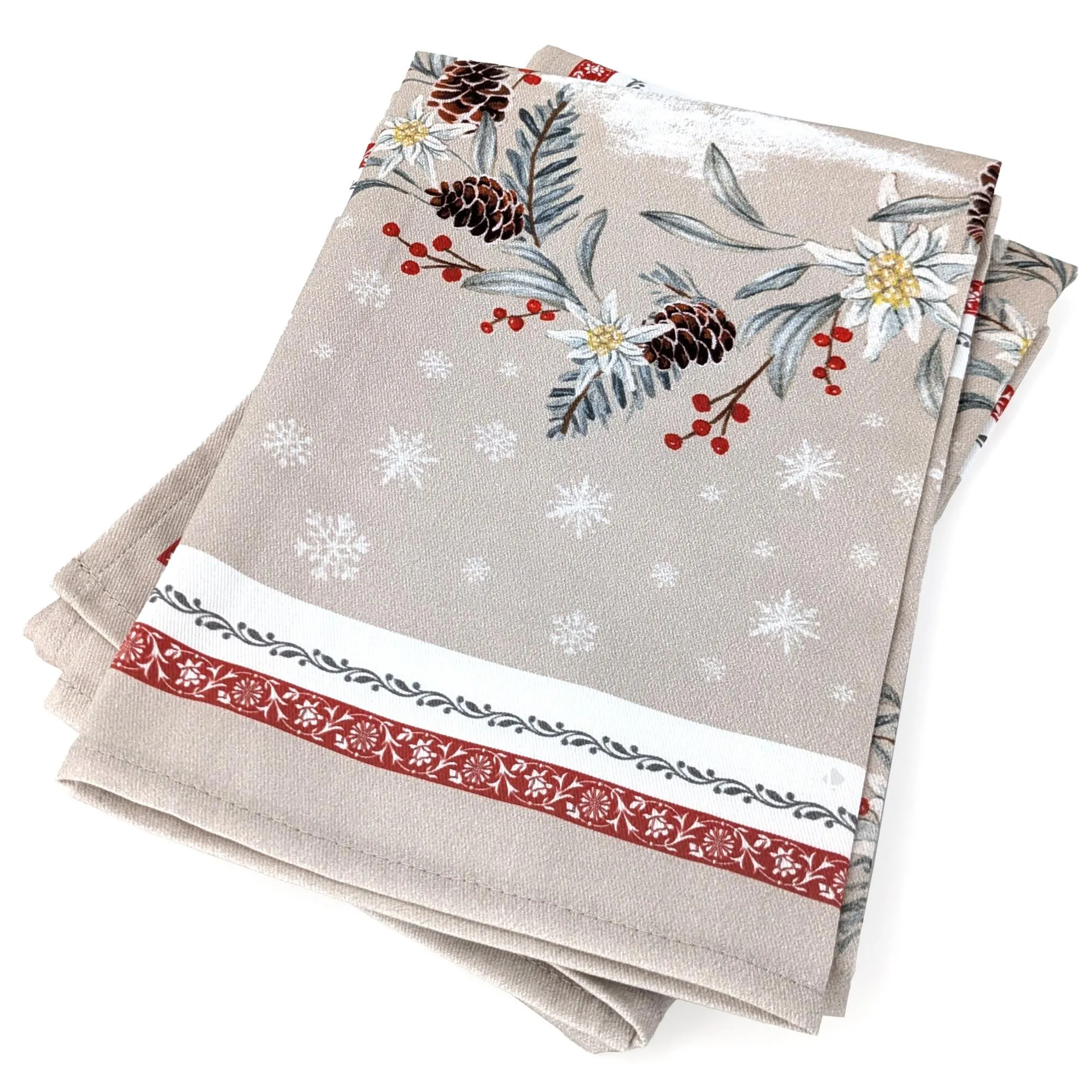 Lot de 2 torchons de cuisine 50x70 cm 100% coton CHALET lin