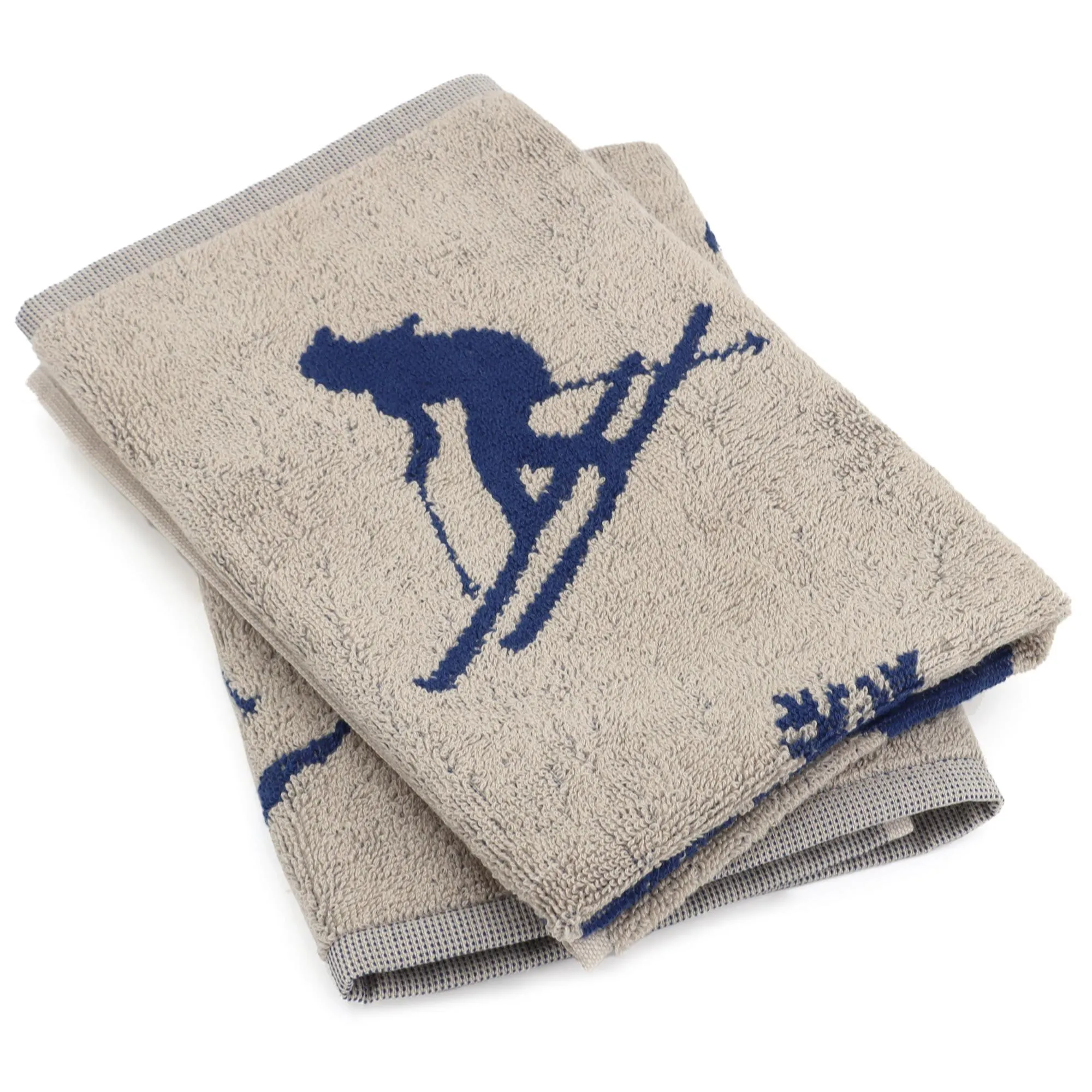 Lot de 2 torchons de cuisine éponge 50x50 cm coton SKI bleu