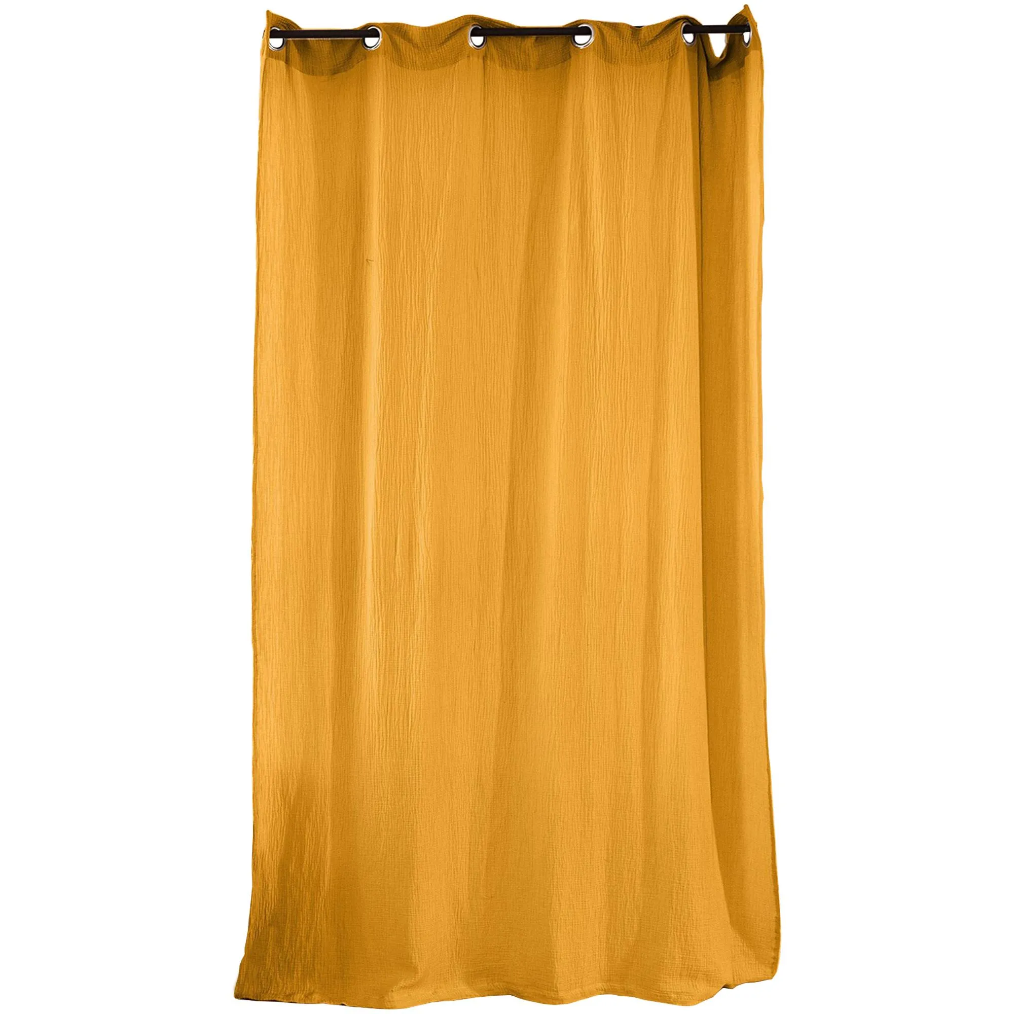 Rideau avec œillet 135X240 100% gaze de coton GAZGAZ jaune moutarde