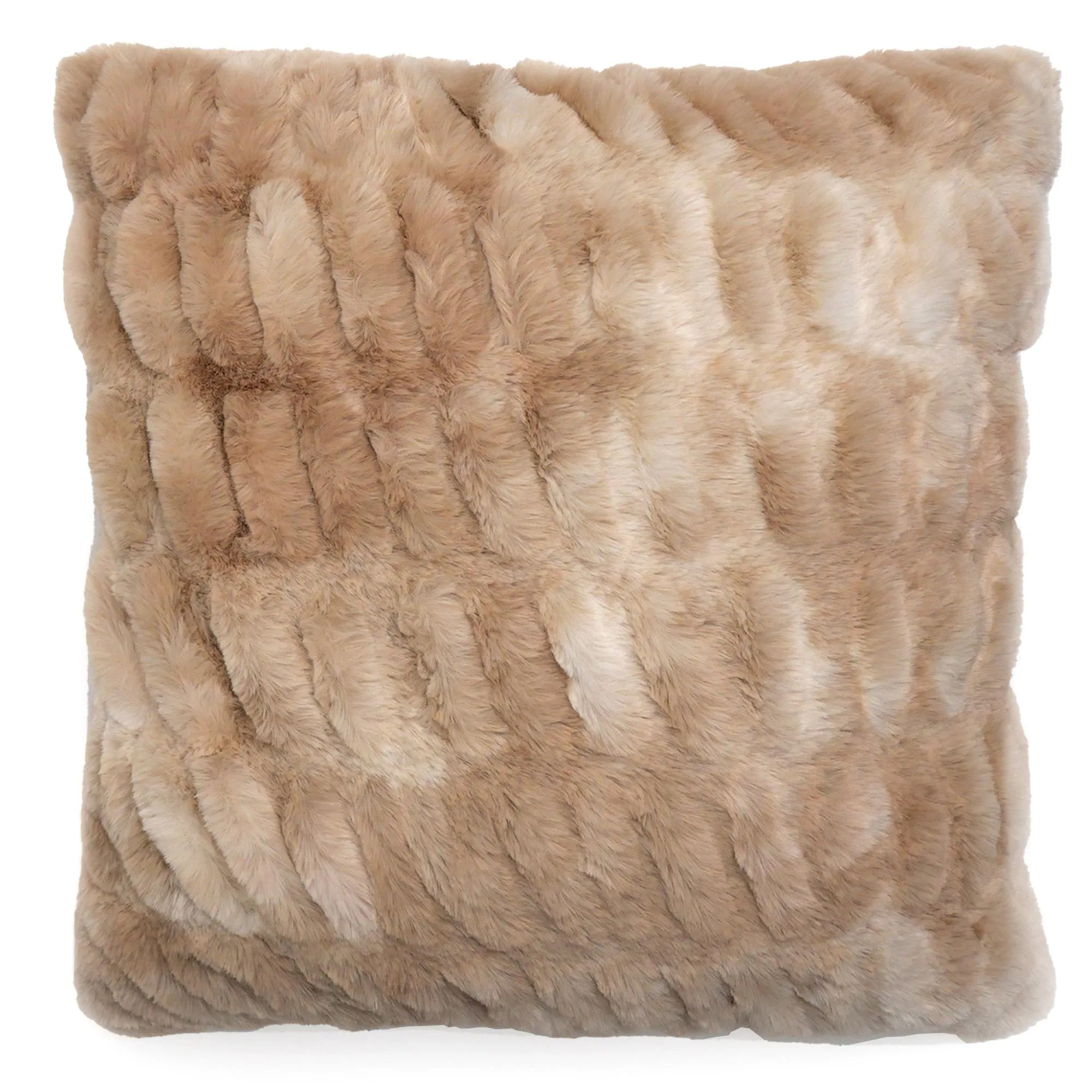 Coussin 45x45 cm ZIBELINE en fausse fourrure beige Vison