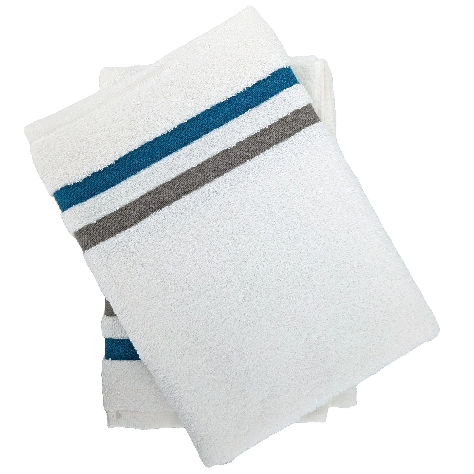 Lot de 2 torchons de cuisine éponge 50x50 cm collection LINE bleu/vert